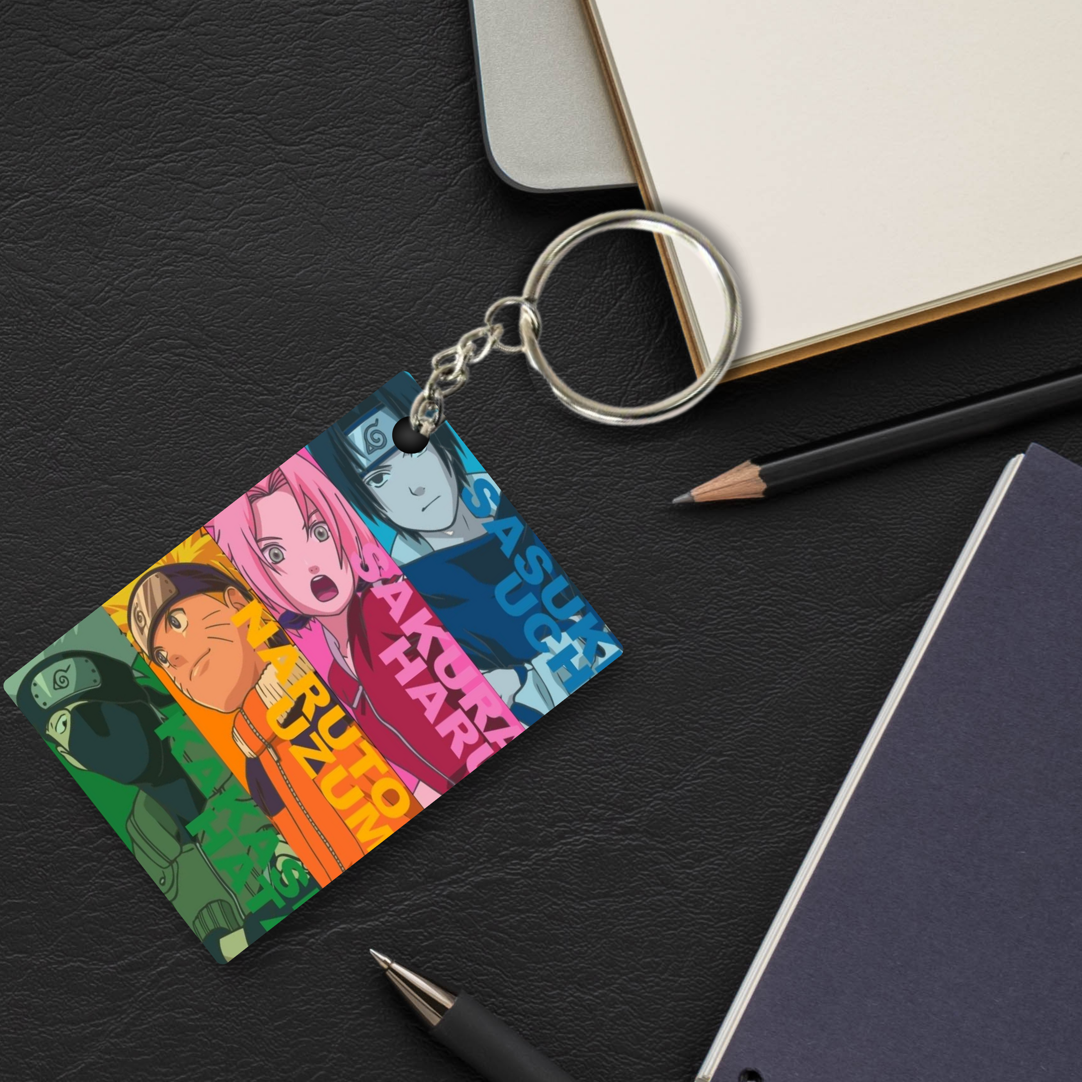 Replix Premium (Pack Of 4) Anime Printed Keychain For Bike, Scooty, Car, Acrylic Keyholder (Team7)
