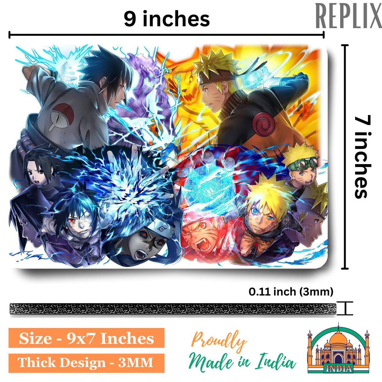 Replix Anime Mouse Pad (9 inch x 7 inch) - Naruto Sasuke Printed Mousepad Mousepad