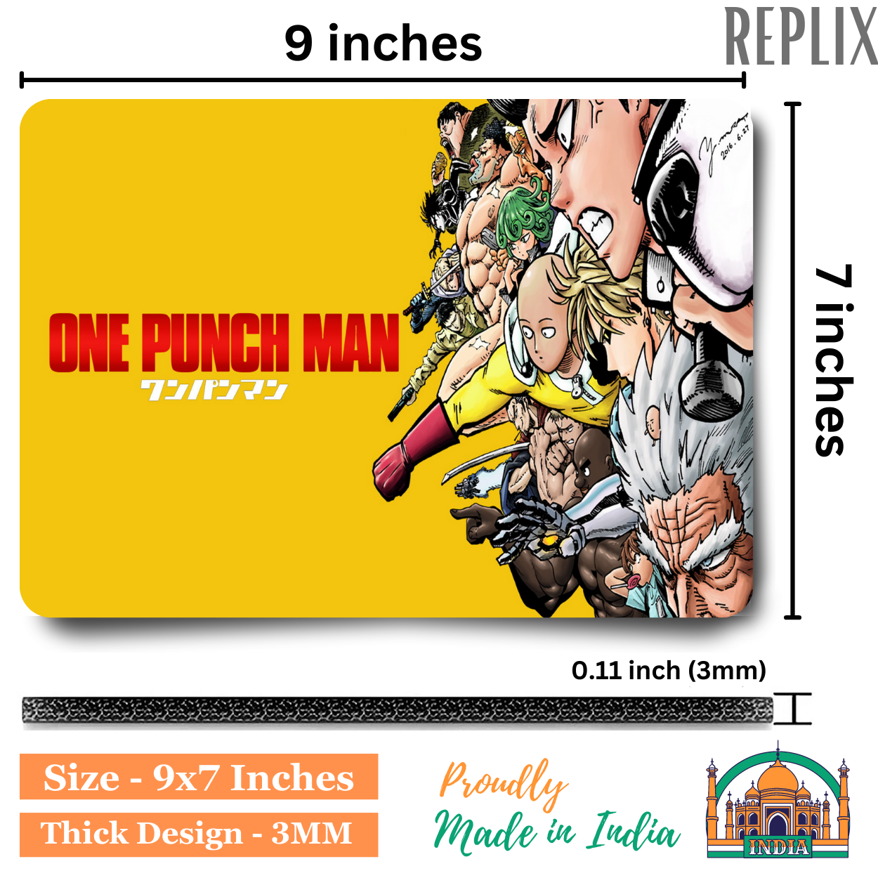 Replix Anime Mouse Pad (9 inch x 7 inch) - One Punch Man Printed Mousepad