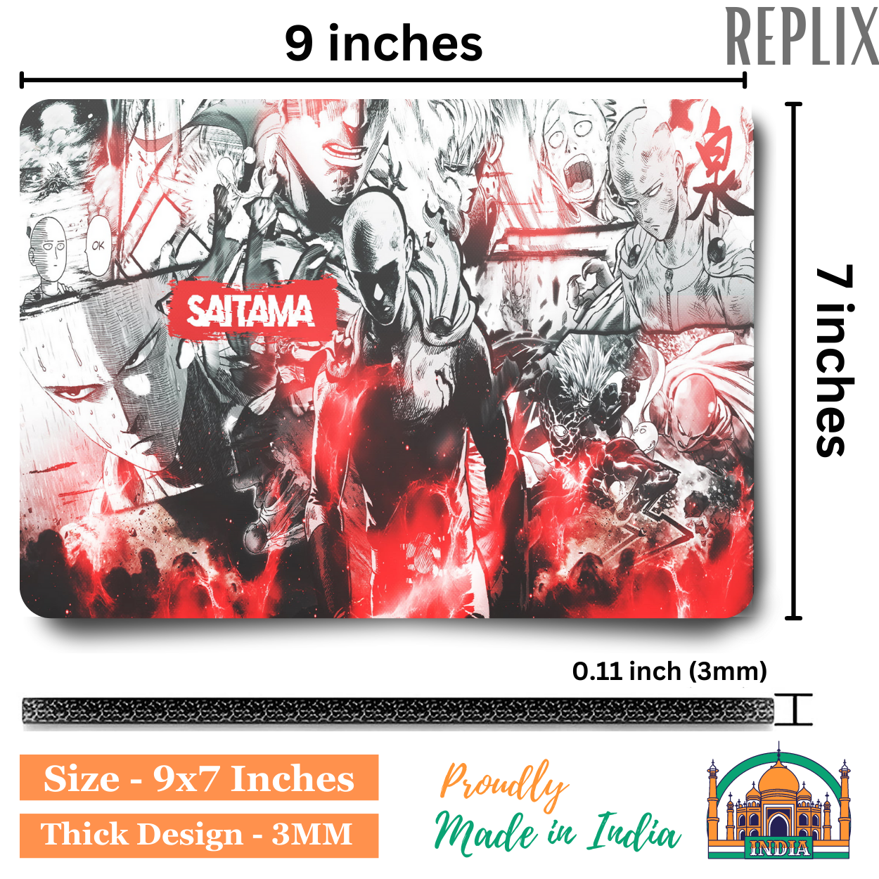 Replix Anime Mouse Pad (9 inch x 7 inch) - Sitama Printed Mousepad
