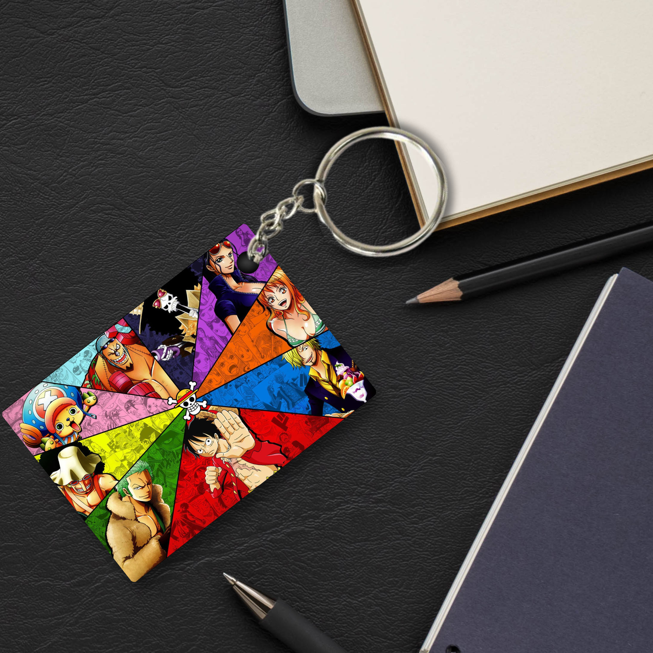 Replix Premium (Pack Of 4) Anime Printed Keychain For Bike, Scooty, Car, Acrylic Keyholder (One Piece)