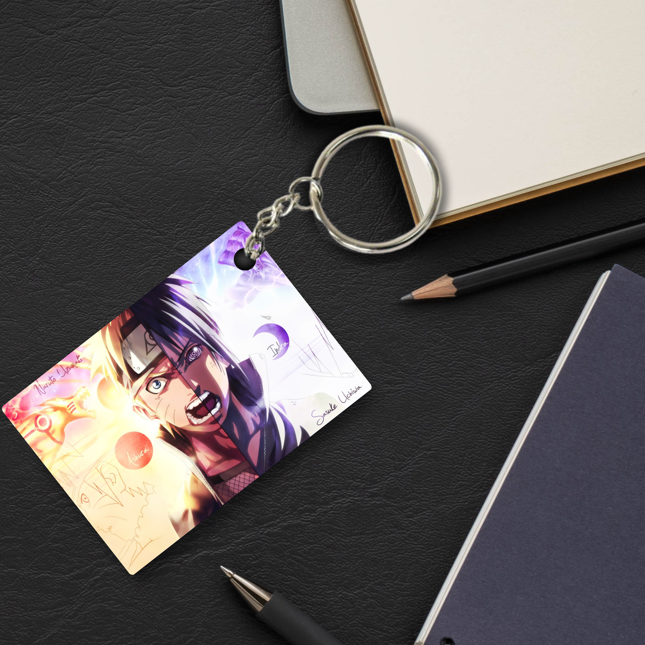 Replix Premium (Pack Of 4) Anime Printed Keychain For Bike, Scooty, Car, Acrylic Keyholder (Naruto Sasuke)