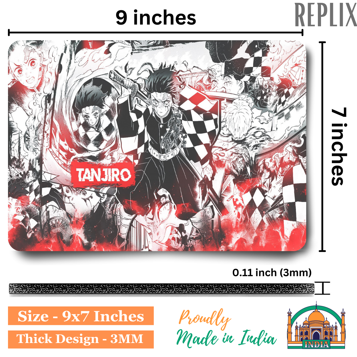 Replix Anime Mouse Pad (9 inch x 7 inch) - Tanjiro Printed Mousepad