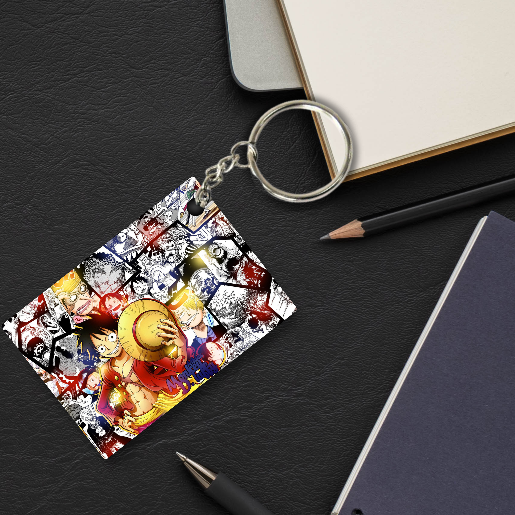 Replix Premium (Pack Of 4) Anime Printed Keychain For Bike, Scooty, Car, Acrylic Keyholder (One Piece)