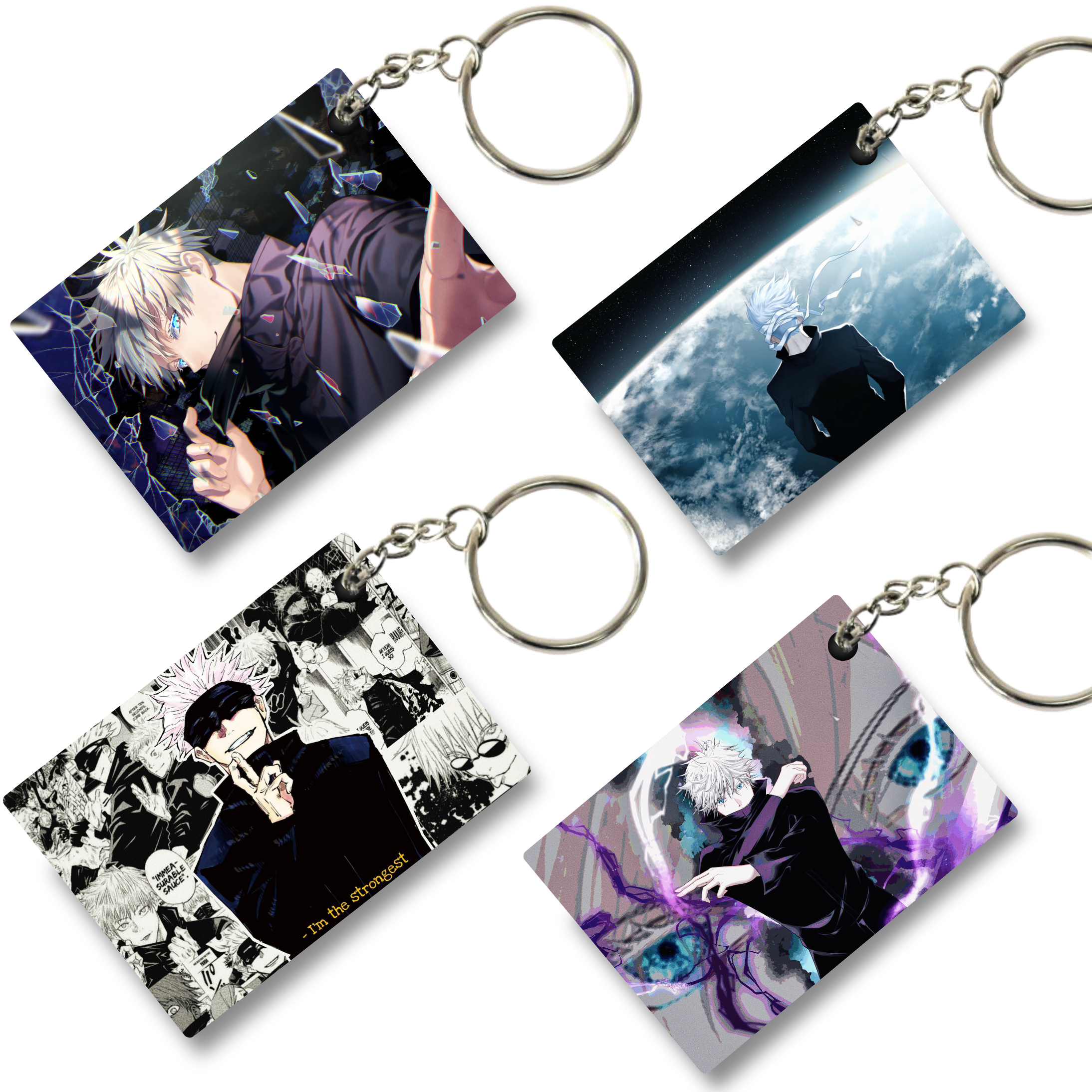 Replix Premium (Pack Of 4) Anime Printed Keychain For Bike, Scooty, Car, Acrylic Keyholder (Jujutsu Kaisen 1)