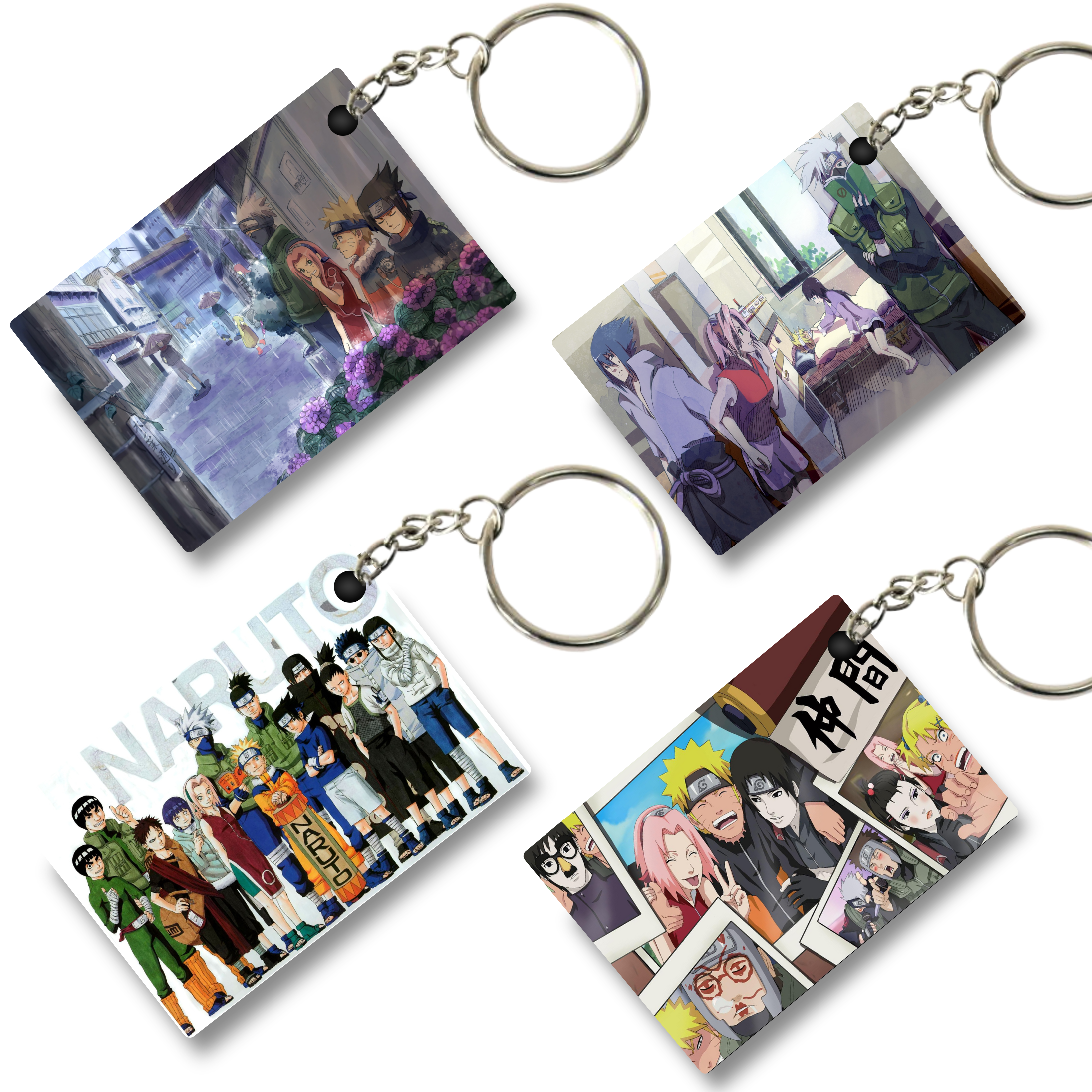 Replix Premium (Pack Of 4) Anime Printed Keychain For Bike, Scooty, Car, Acrylic Keyholder (Naruto 14)