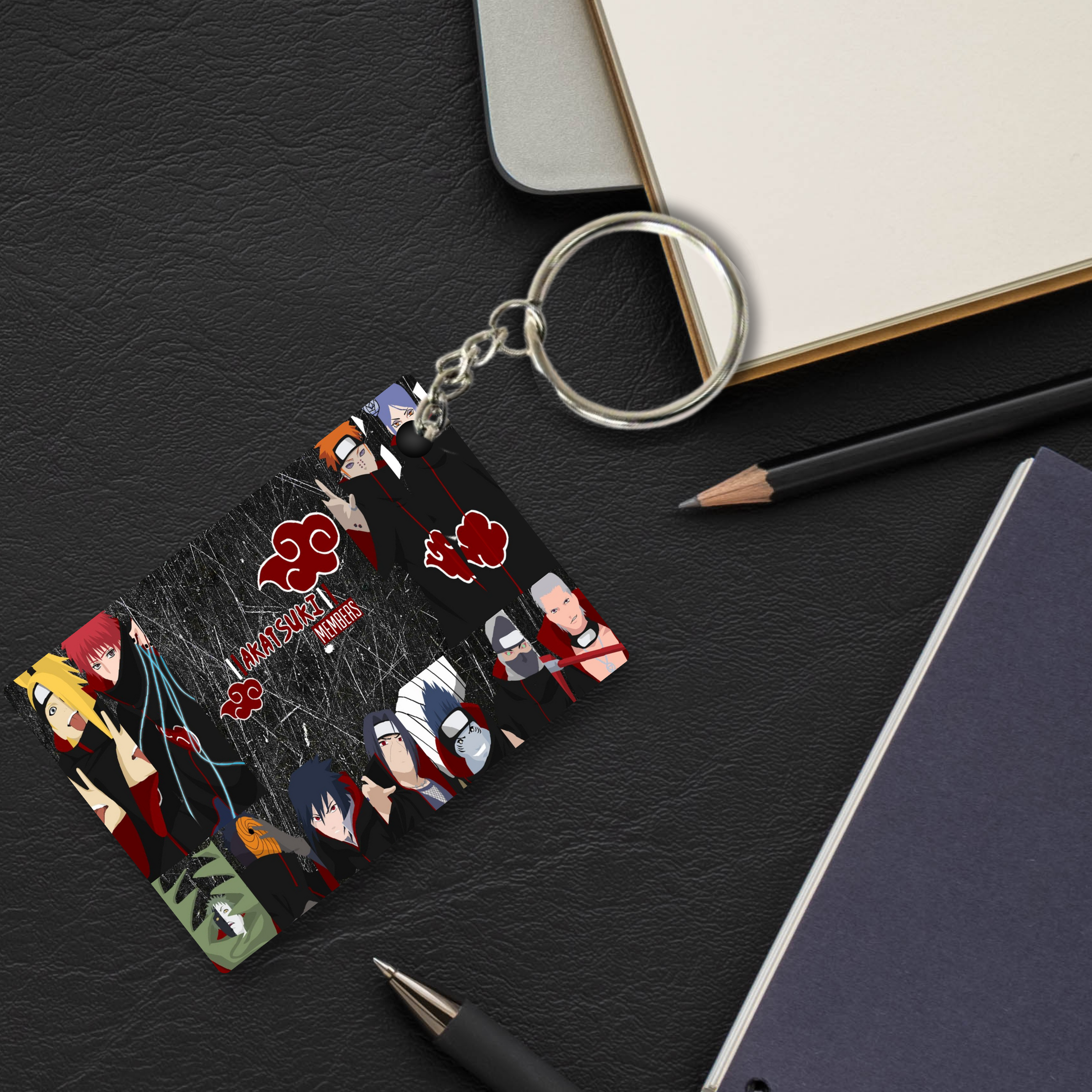 Replix Premium (Pack Of 4) Anime Printed Keychain For Bike, Scooty, Car, Acrylic Keyholder (Akatsuki)
