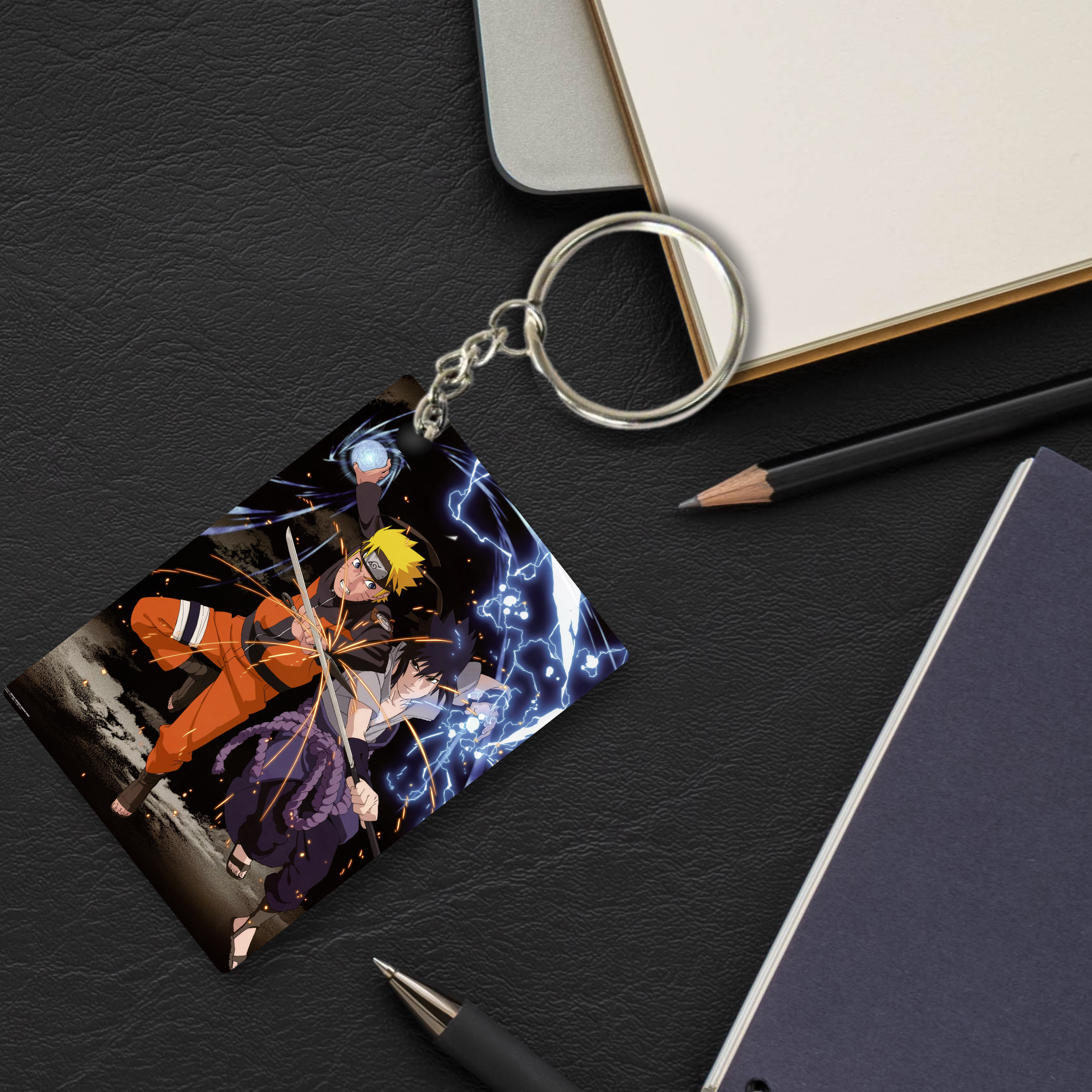 Replix Premium (Pack Of 4) Anime Printed Keychain For Bike, Scooty, Car, Acrylic Keyholder (Naruto Sasuke)
