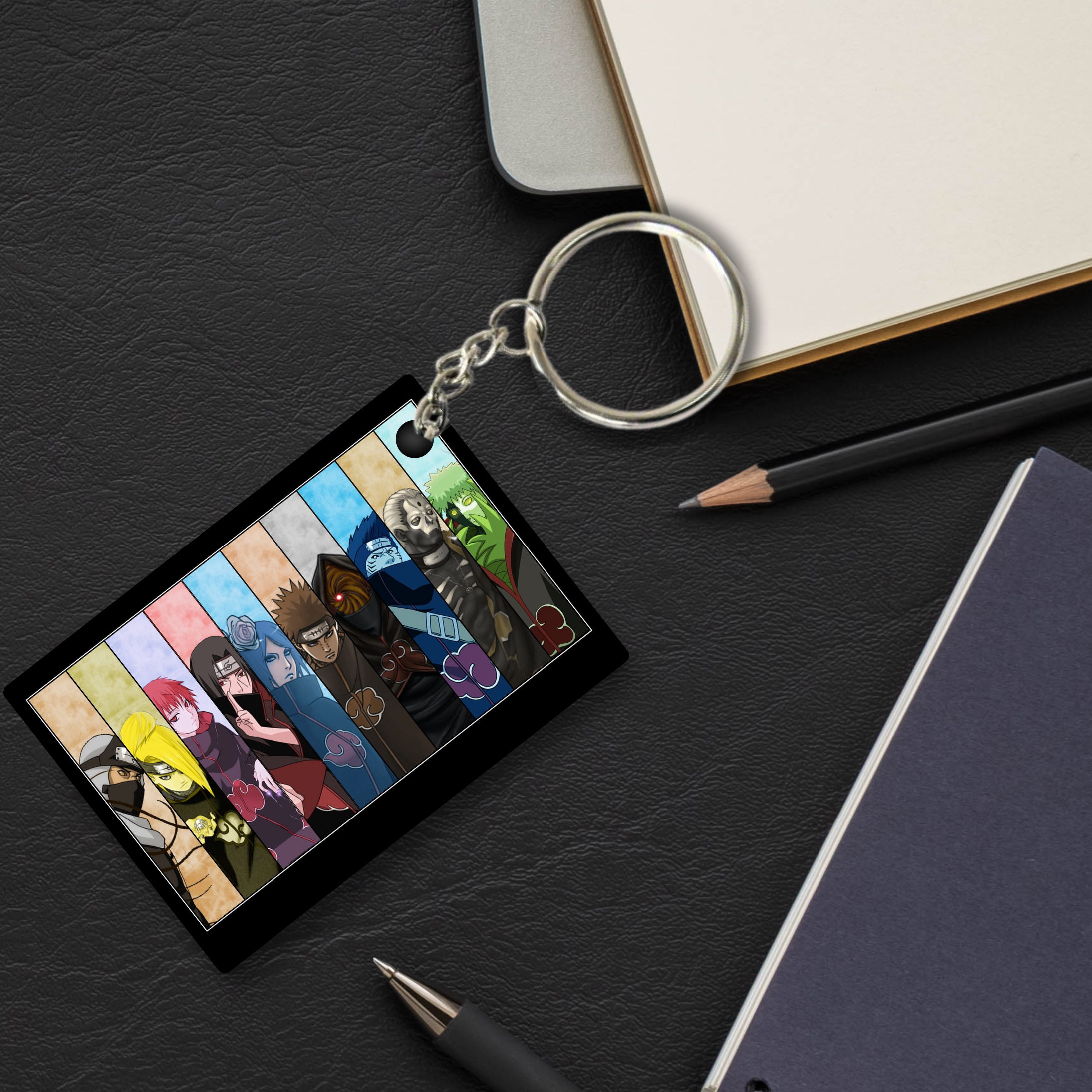 Replix Premium (Pack Of 4) Anime Printed Keychain For Bike, Scooty, Car, Acrylic Keyholder (Akatsuki)