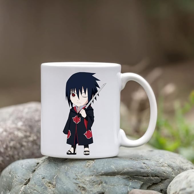 Replix Naruto Anime Printed Coffee Mug, White Ceramic Milk Mug Anime Printed, 350 ml for Gifting and Present (Cute Itachi)