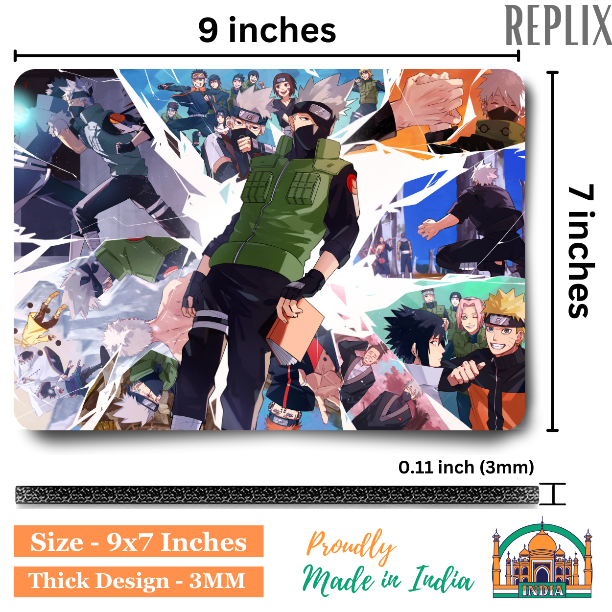 Replix Anime Mouse Pad (9 inch x 7 inch) - Kakashi 1 Printed Mousepad Mousepad