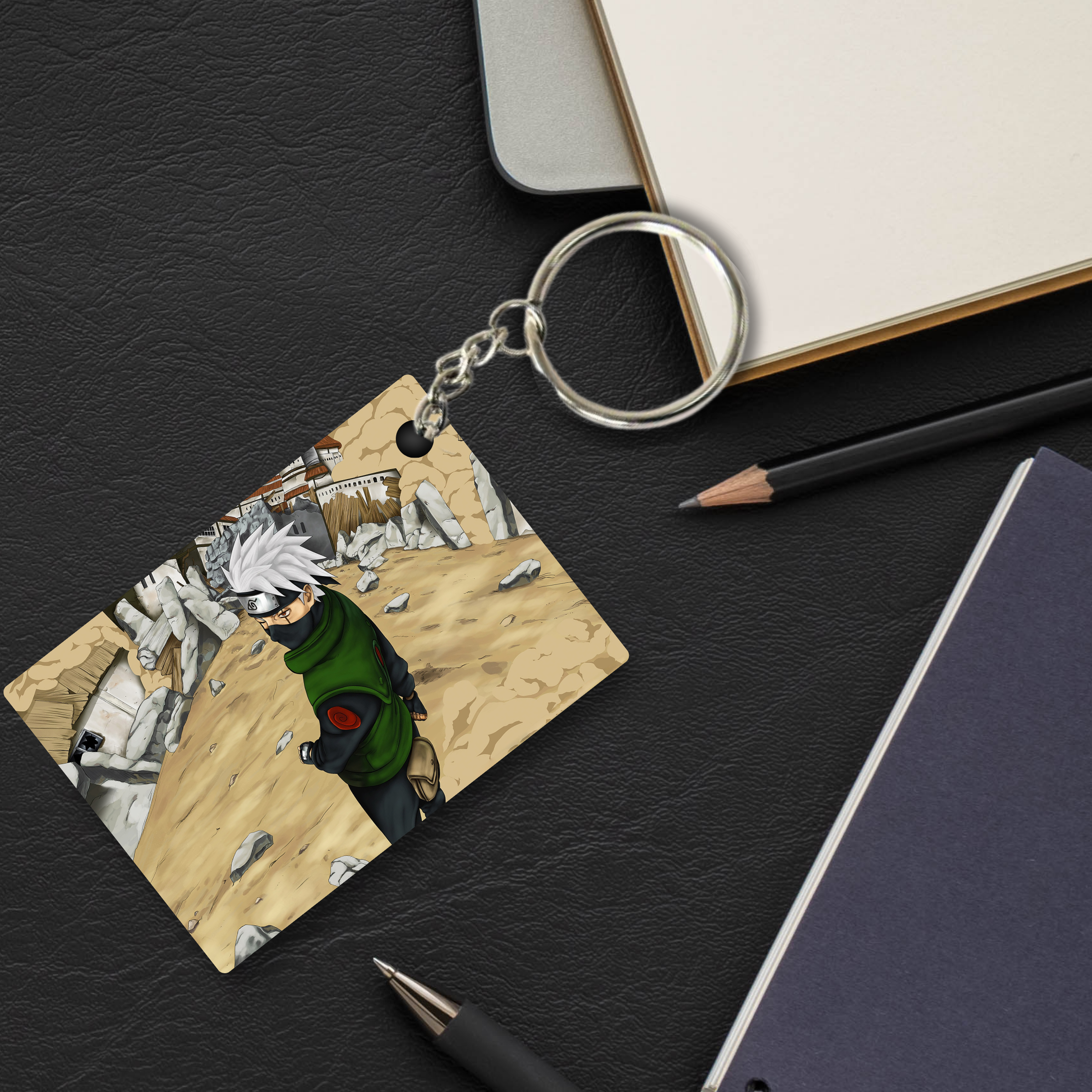 Replix Premium (Pack Of 4) Anime Printed Keychain For Bike, Scooty, Car, Acrylic Keyholder (Kakashi)