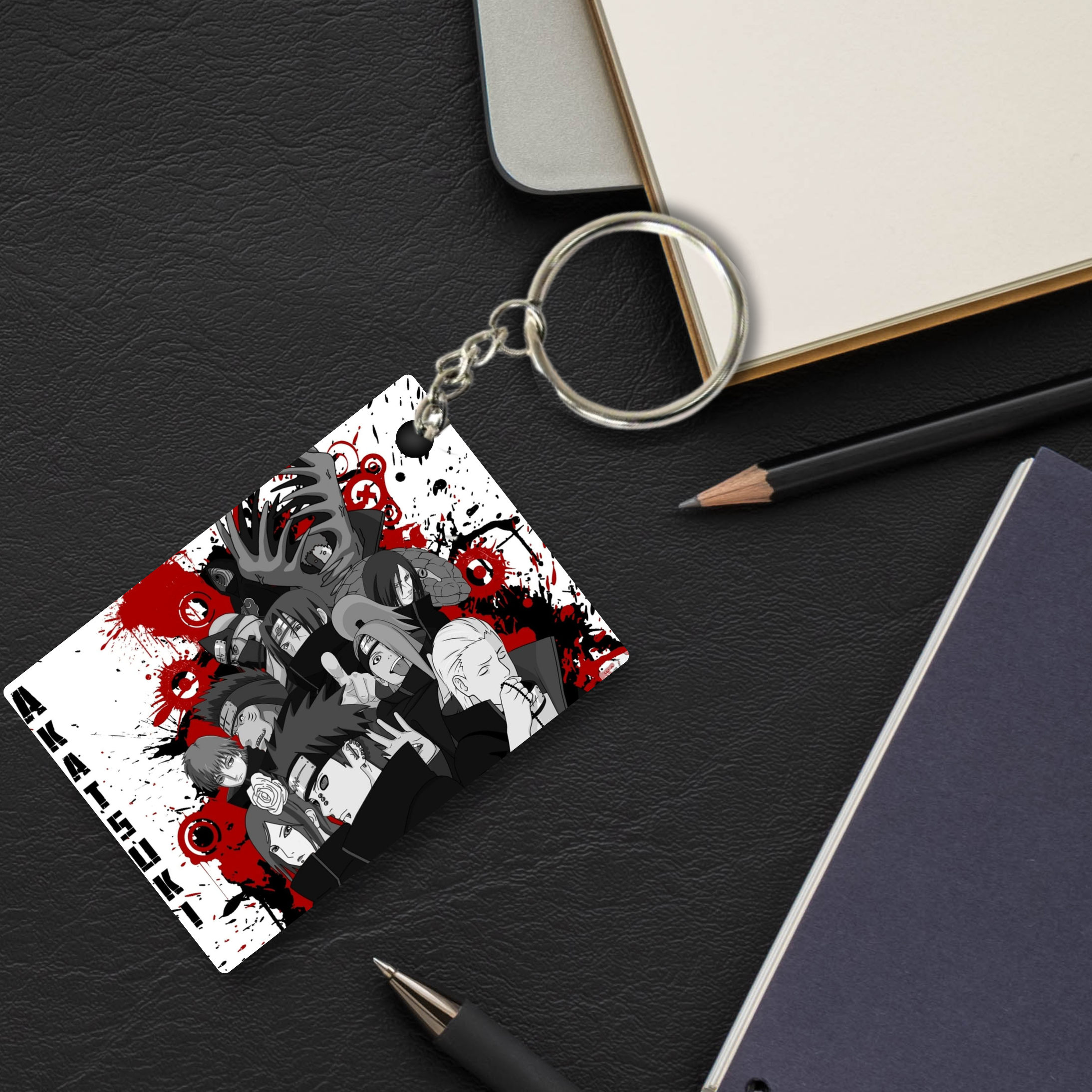 Replix Premium (Pack Of 4) Anime Printed Keychain For Bike, Scooty, Car, Acrylic Keyholder (Akatsuki)
