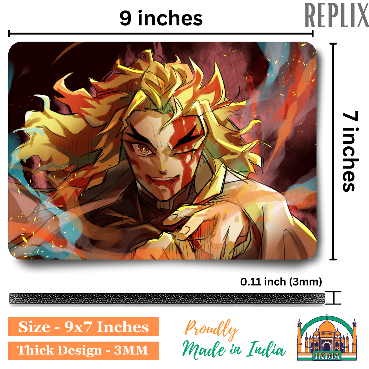 Replix Anime Mouse Pad (9 inch x 7 inch) - Rengoku Printed Mousepad
