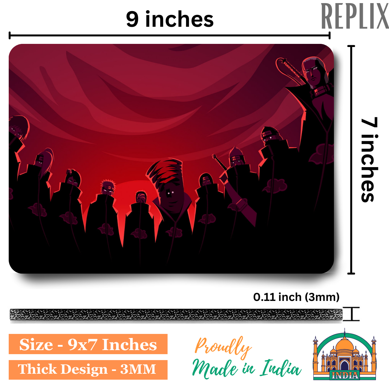 Replix Anime Mouse Pad (9 inch x 7 inch) - Akatsuki 3 Printed Mousepad Mousepad