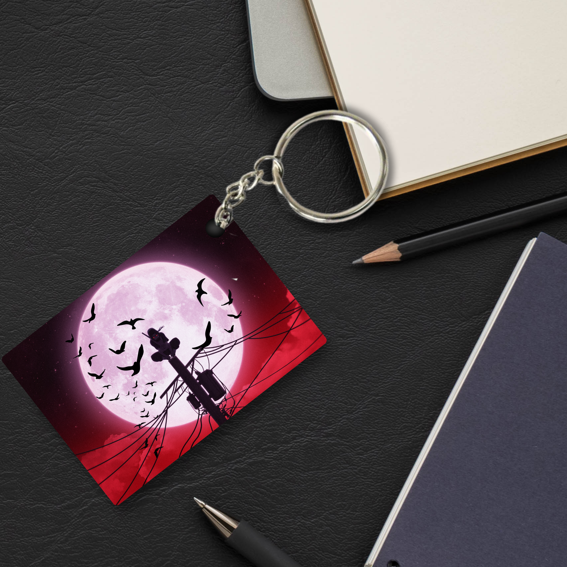 Replix Premium (Pack Of 4) Anime Printed Keychain For Bike, Scooty, Car, Acrylic Keyholder (Itachi Uchiha)
