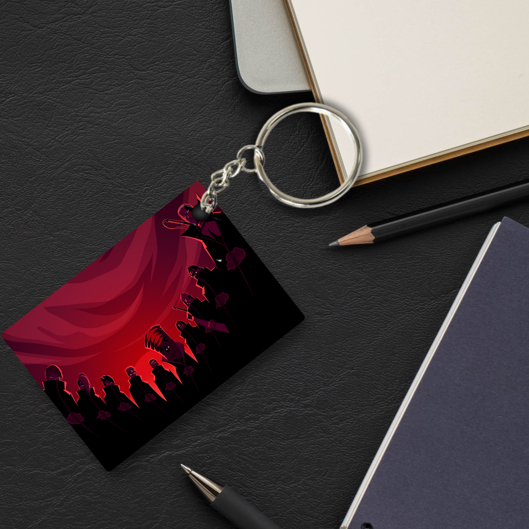 Replix Premium (Pack Of 4) Anime Printed Keychain For Bike, Scooty, Car, Acrylic Keyholder (Akatsuki 2)