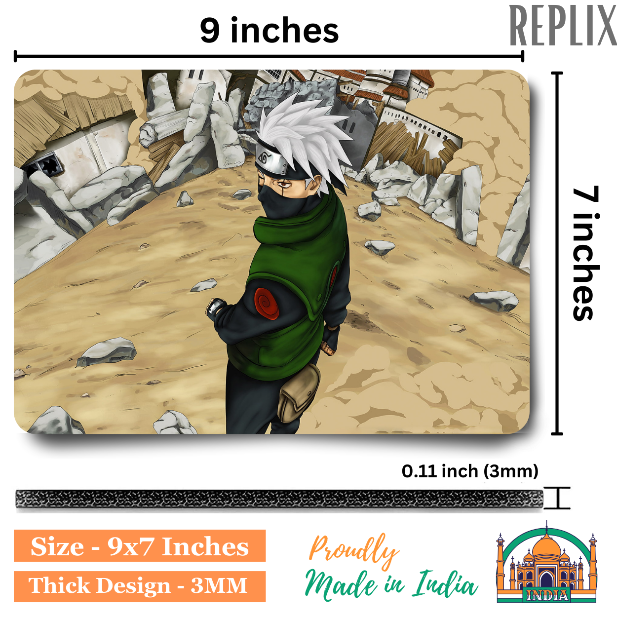 Replix Anime Mouse Pad (9 inch x 7 inch) - Kakashi 3 Printed Mousepad Mousepad