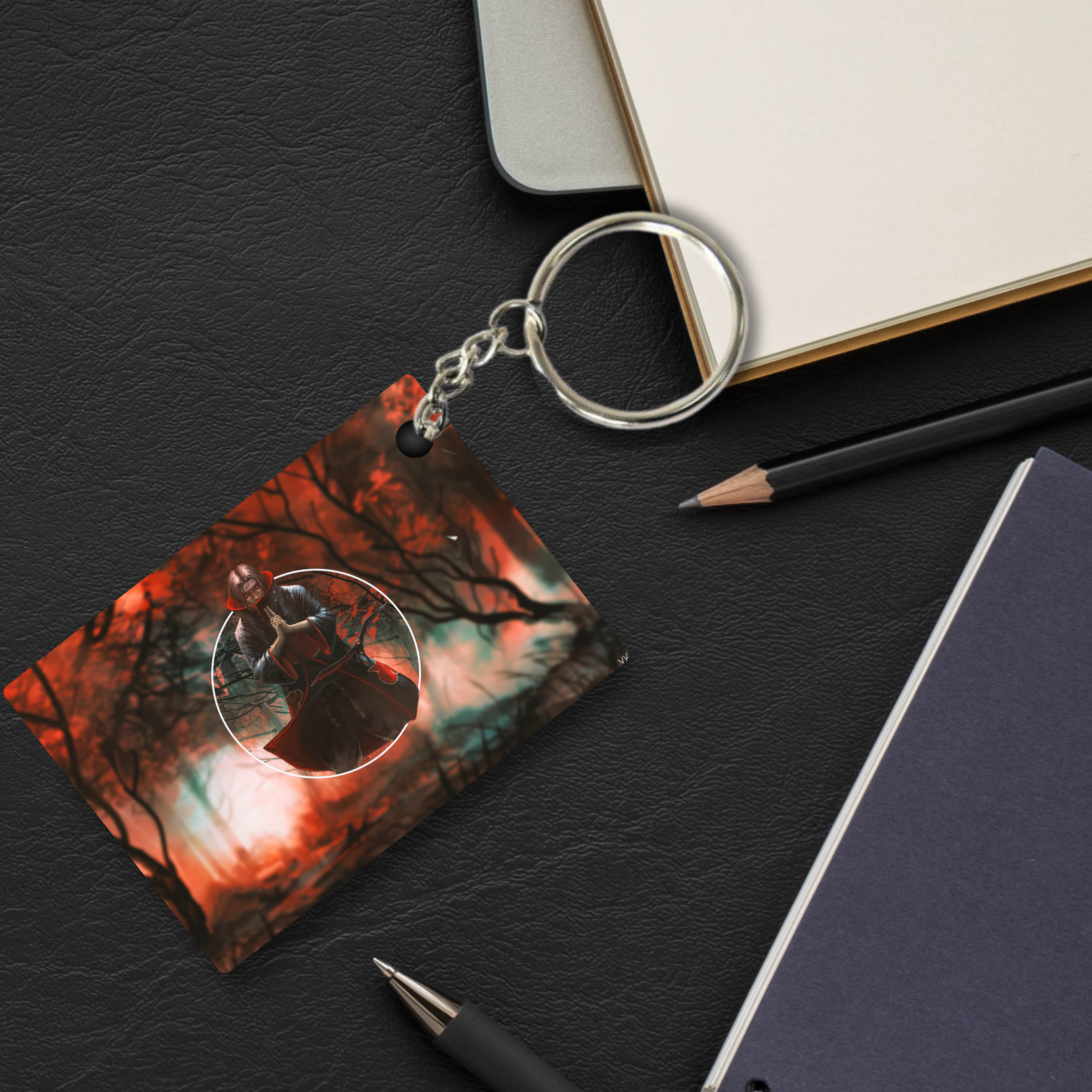 Replix Premium (Pack Of 4) Anime Printed Keychain For Bike, Scooty, Car, Acrylic Keyholder (Itachi Uchiha)