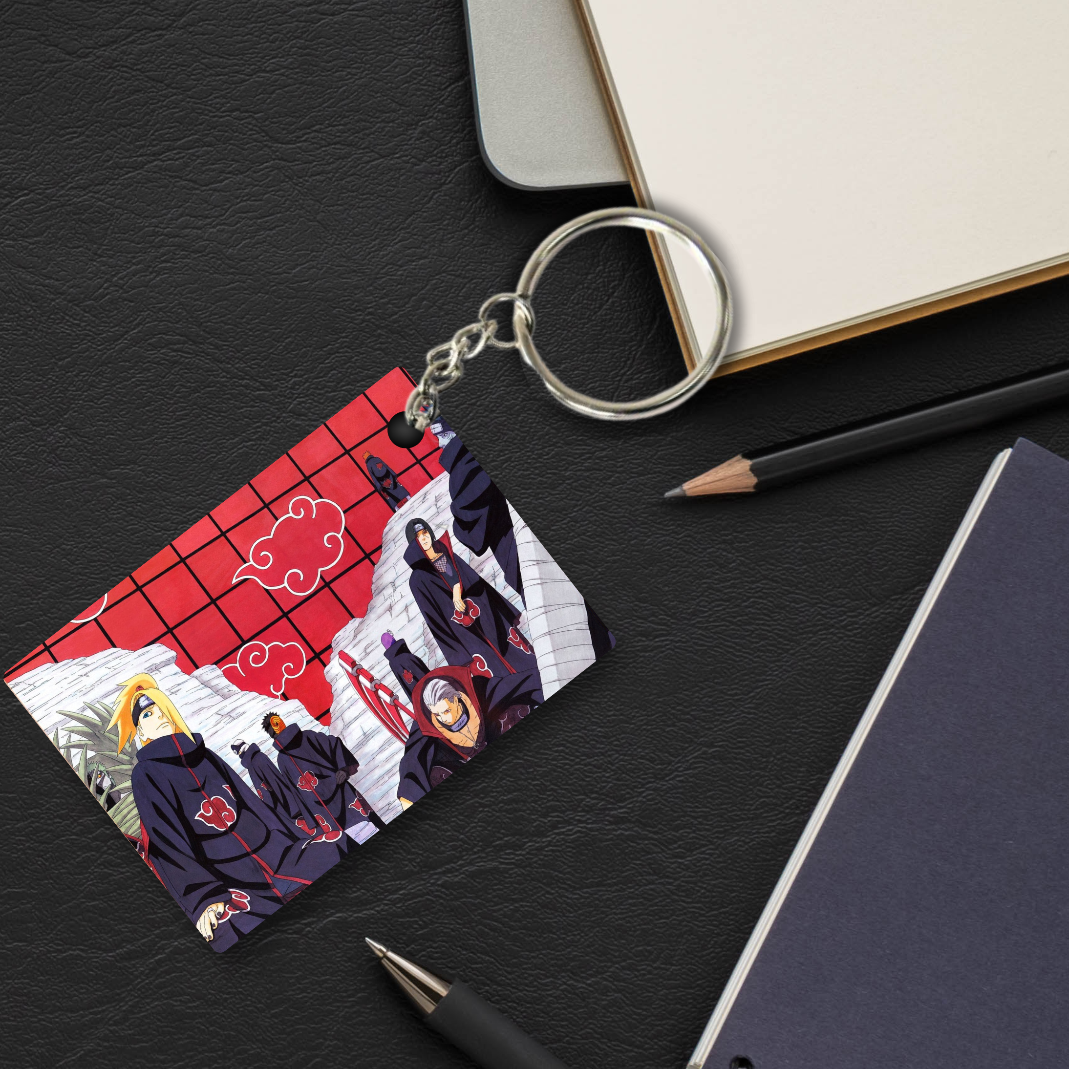 Replix Premium (Pack Of 4) Anime Printed Keychain For Bike, Scooty, Car, Acrylic Keyholder (Akatsuki 2)