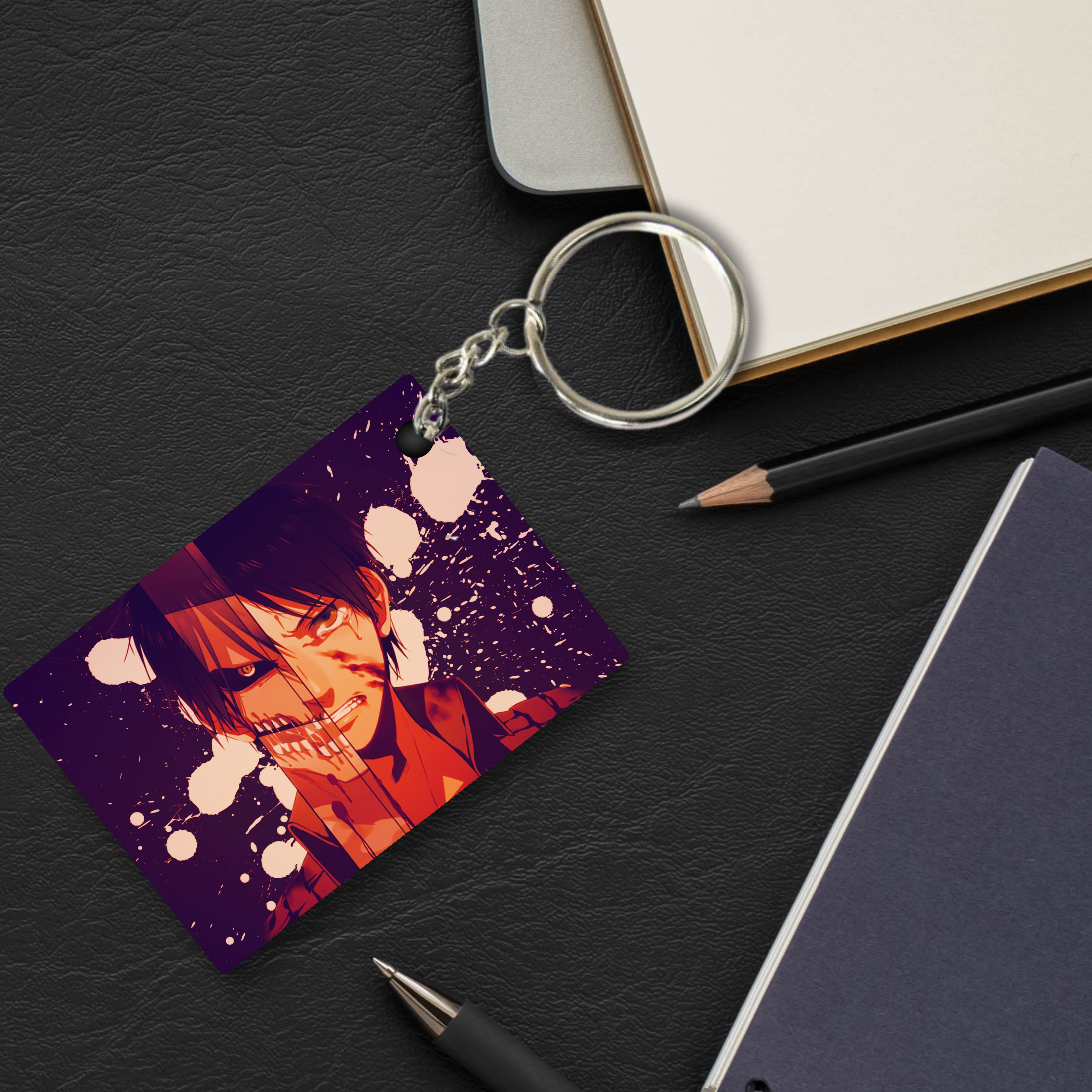 Replix Premium (Pack Of 4) Anime Printed Keychain For Bike, Scooty, Car, Acrylic Keyholder (Anime2)