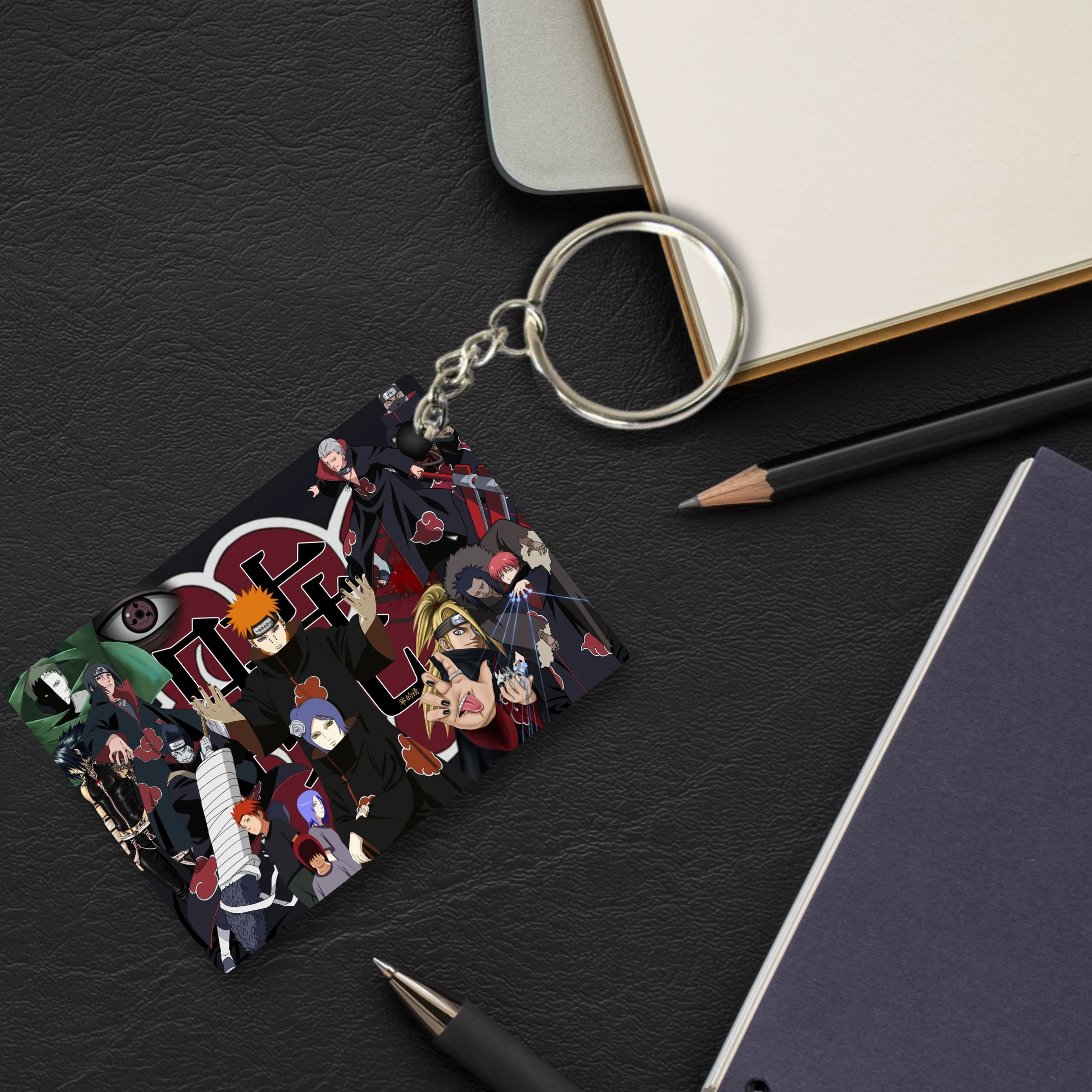 Replix Premium (Pack Of 4) Anime Printed Keychain For Bike, Scooty, Car, Acrylic Keyholder (Akatsuki 2)