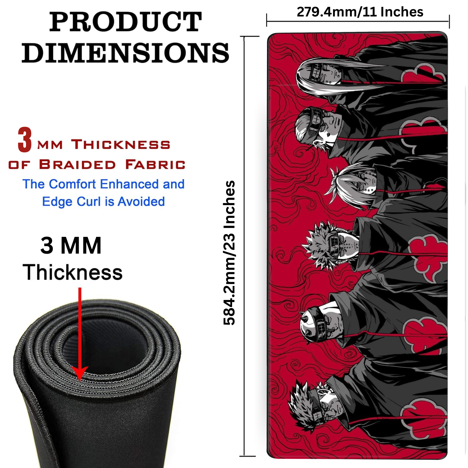 Replix Large Akatsuki Anime Printed Mousepad with Smooth Mouse Control Mouse Pad for Laptop Mousepad