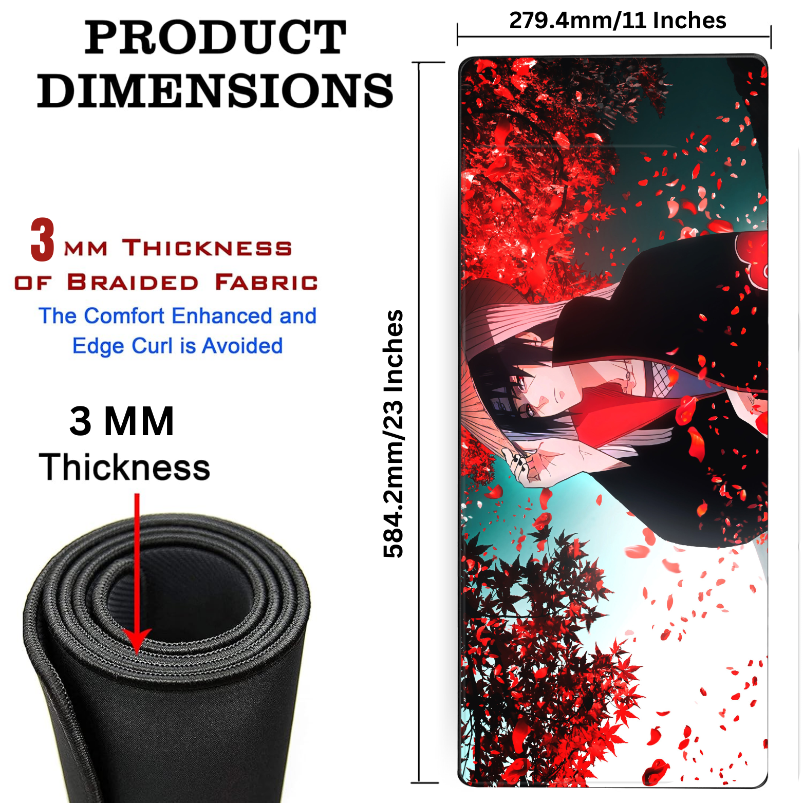 Replix Large Itachi 10 Anime Printed Mousepad with Smooth Mouse Control Mouse Pad for Laptop Mousepad