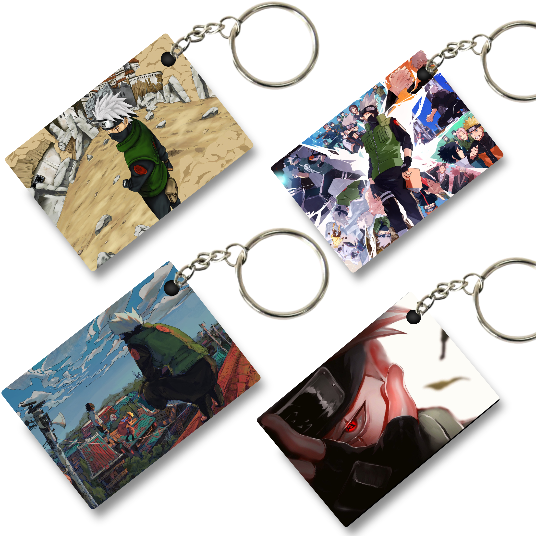 Replix Premium (Pack Of 4) Anime Printed Keychain For Bike, Scooty, Car, Acrylic Keyholder (Kakashi)