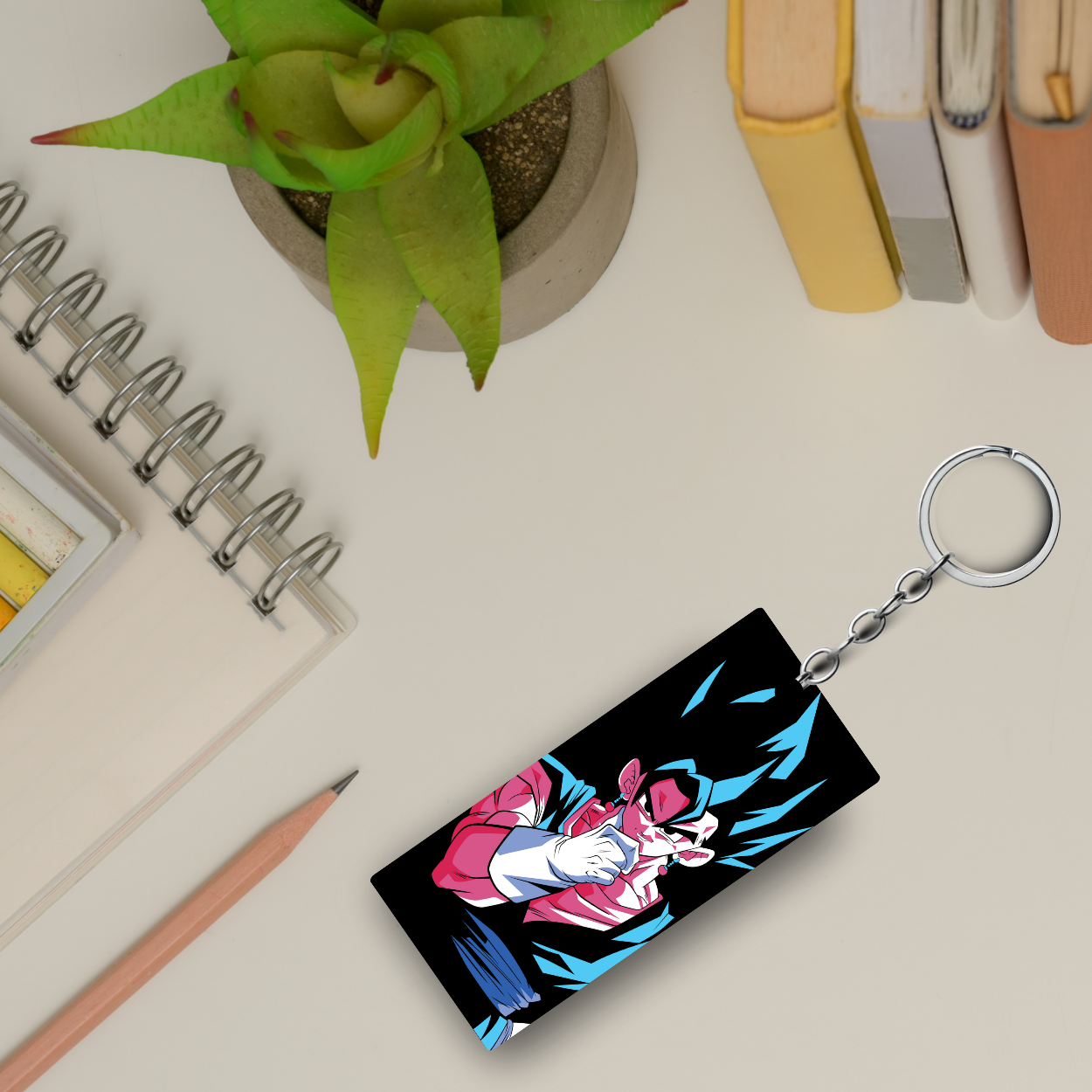 Replix Premium (Pack Of 4) Anime Printed Keychain For Bike, Scooty, Car, Acrylic Keyholder (Big Goku)