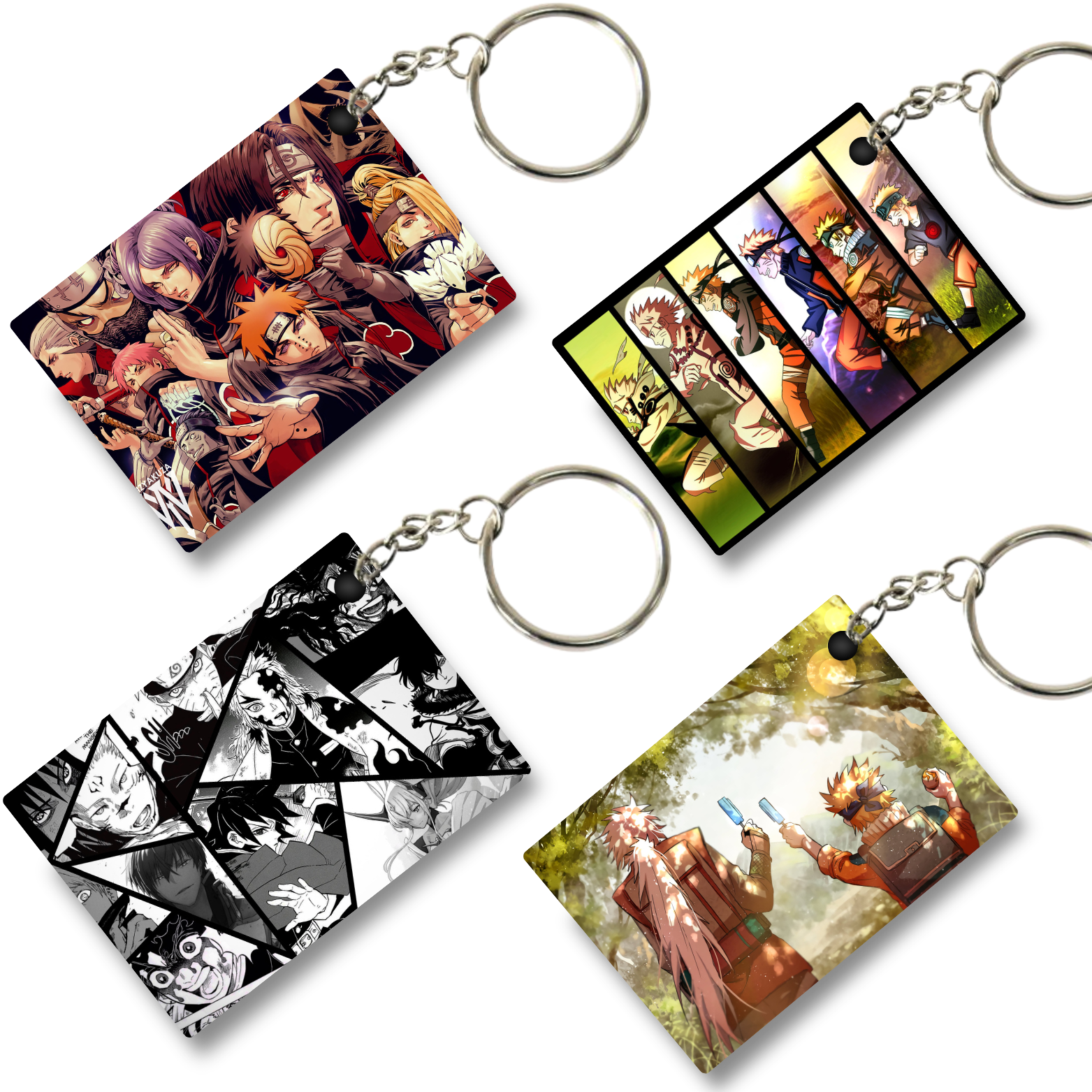 Replix Premium (Pack Of 4) Anime Printed Keychain For Bike, Scooty, Car, Acrylic Keyholder (Naruto 3)