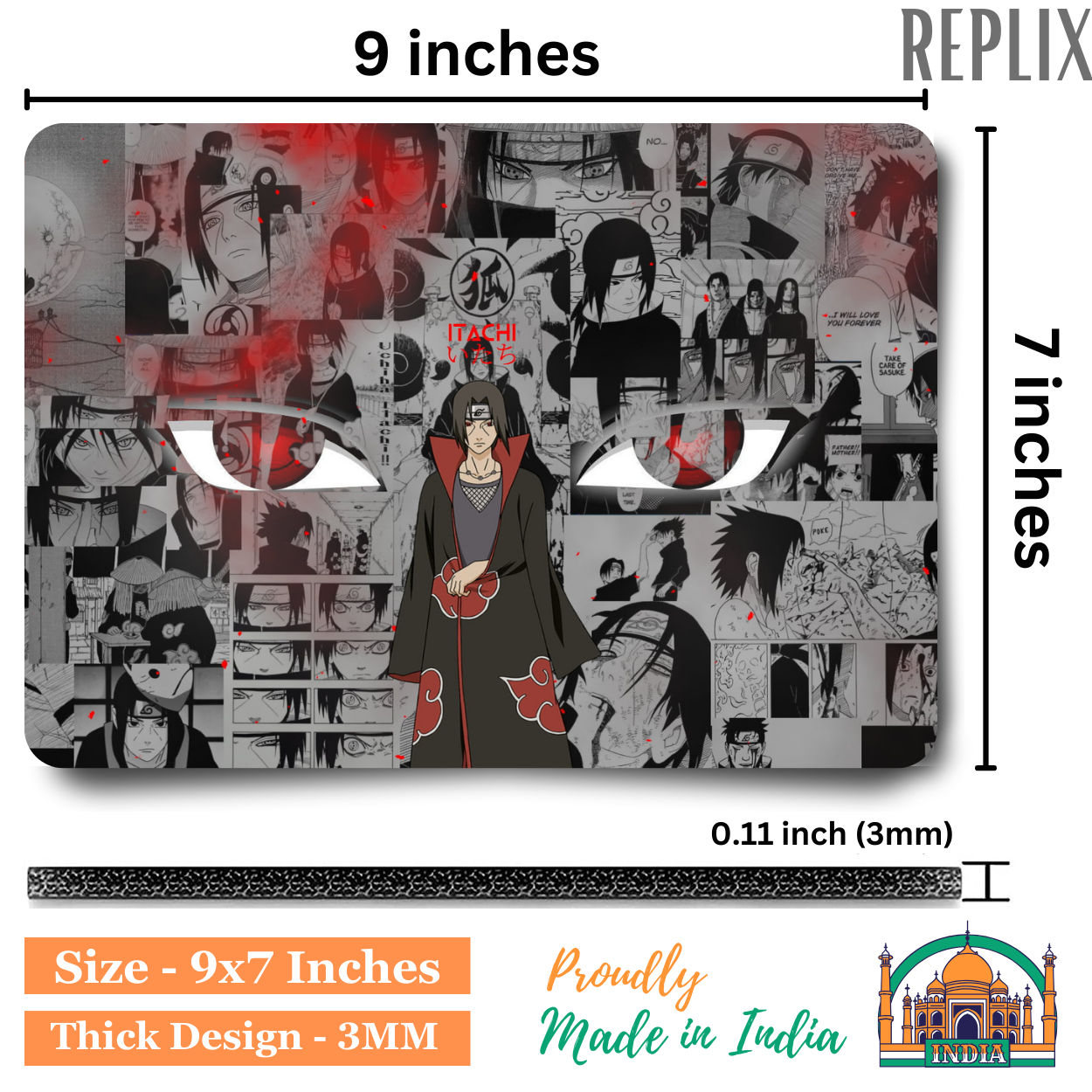 Replix Anime Mouse Pad (9 inch x 7 inch) - Itachi 5 Printed Mousepad Mousepad