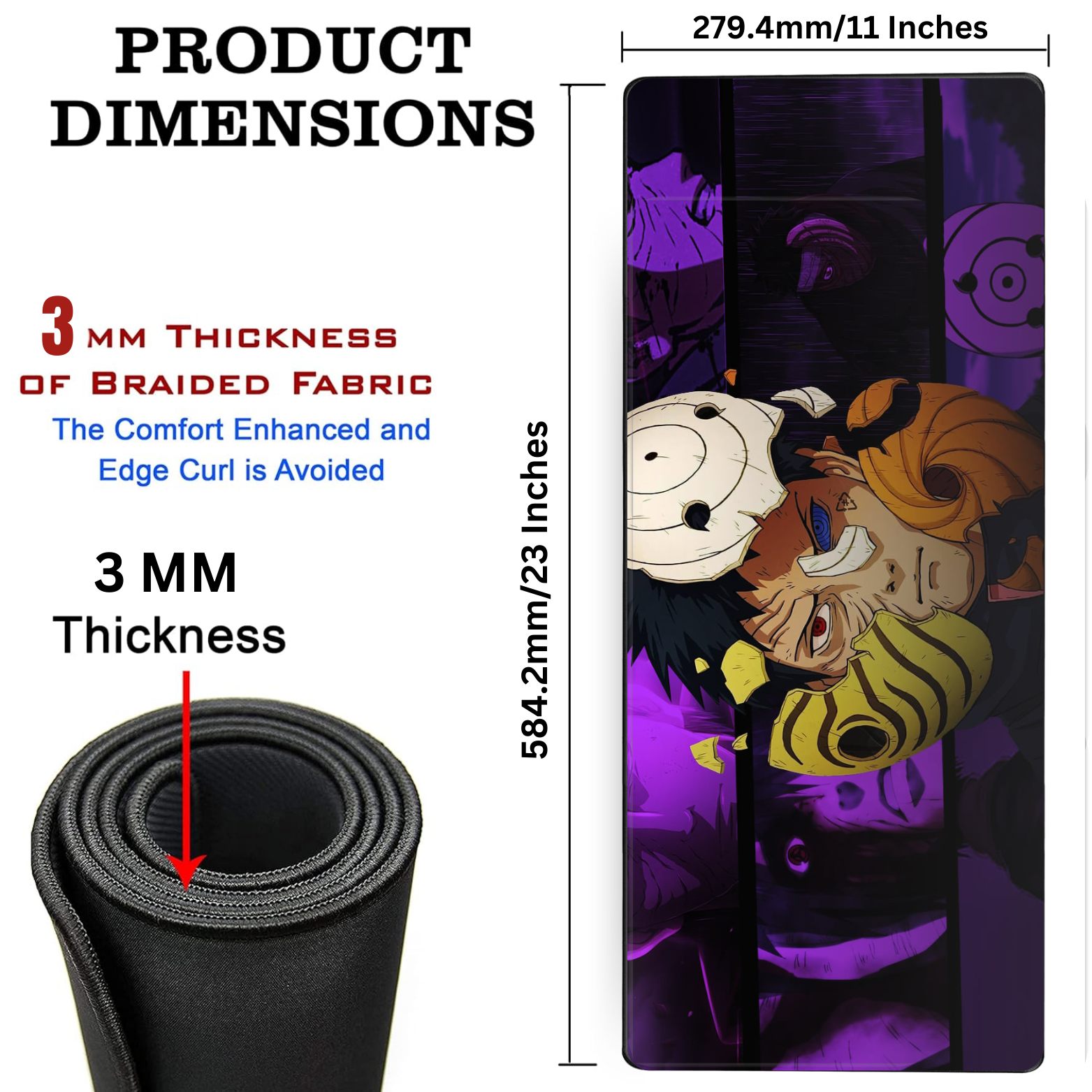 Replix Large Purple Obito Anime Printed Mousepad with Smooth Mouse Control Mouse Pad for Laptop Mousepad