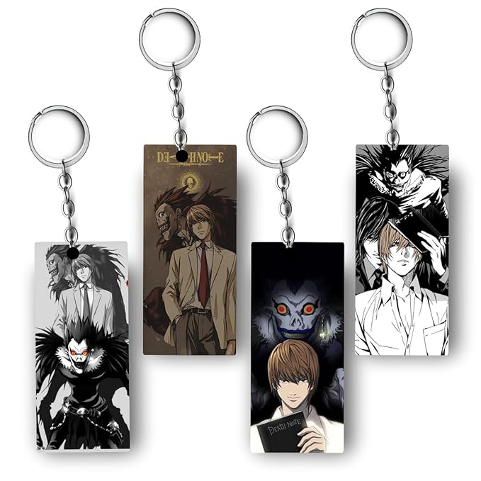 Replix Premium (Pack Of 4) Anime Printed Keychain For Bike, Scooty, Car, Acrylic Keyholder (Death Note)