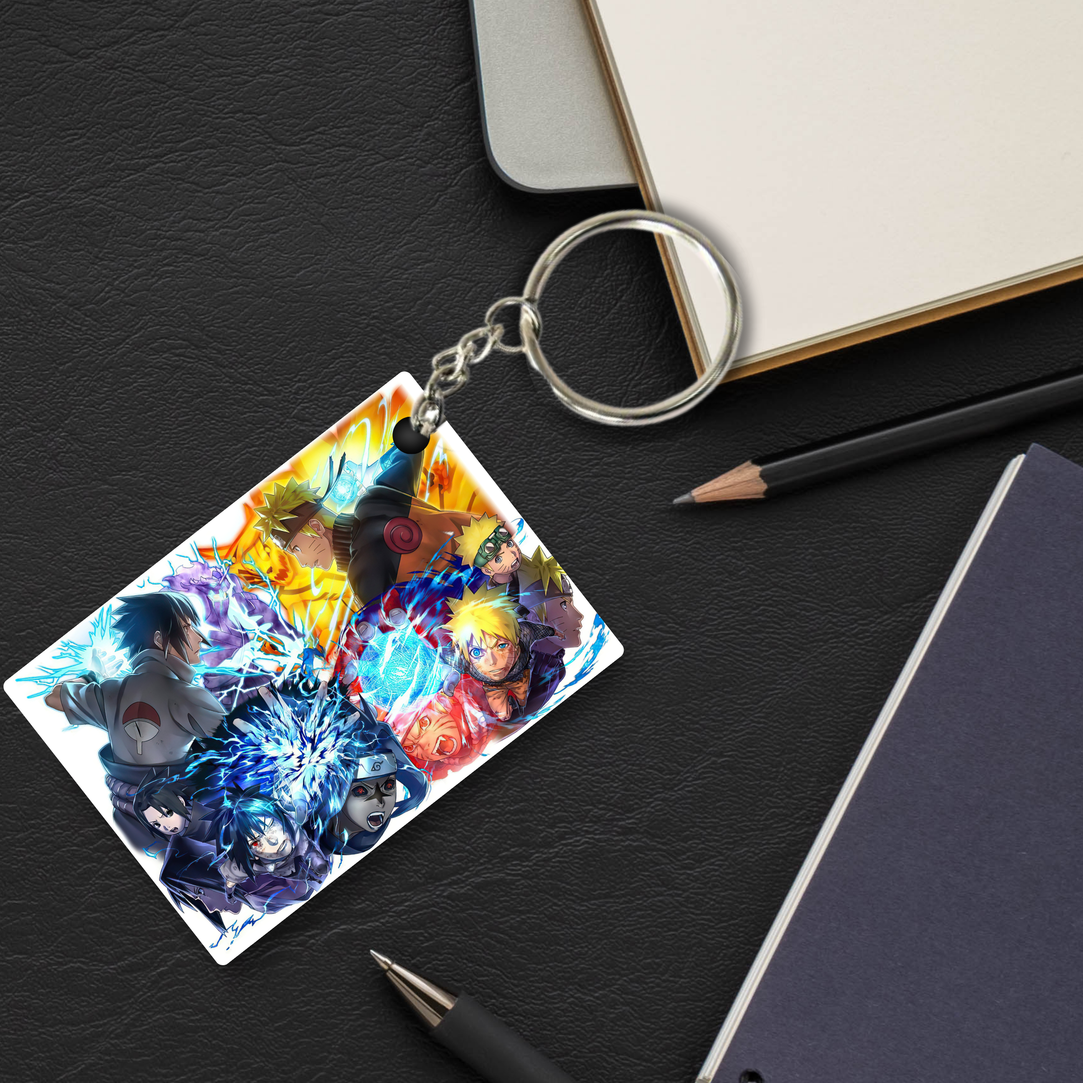 Replix Premium (Pack Of 4) Anime Printed Keychain For Bike, Scooty, Car, Acrylic Keyholder (Naruto Sasuke)