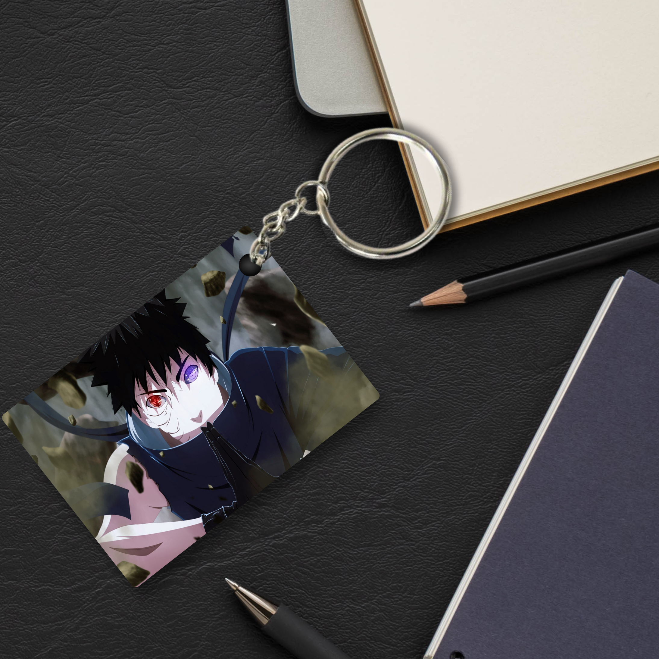Replix Premium (Pack Of 4) Anime Printed Keychain For Bike, Scooty, Car, Acrylic Keyholder (Obito)