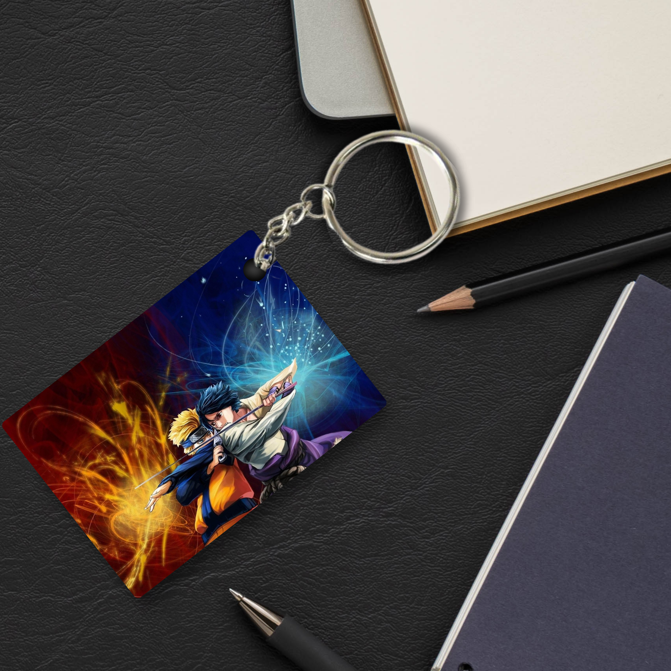 Replix Premium (Pack Of 4) Anime Printed Keychain For Bike, Scooty, Car, Acrylic Keyholder (Naruto Sasuke)