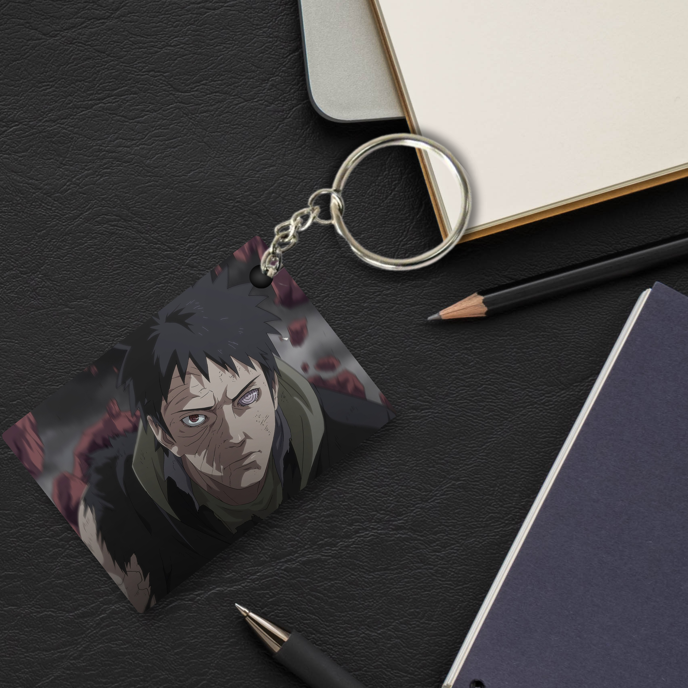 Replix Premium (Pack Of 4) Anime Printed Keychain For Bike, Scooty, Car, Acrylic Keyholder (Obito)