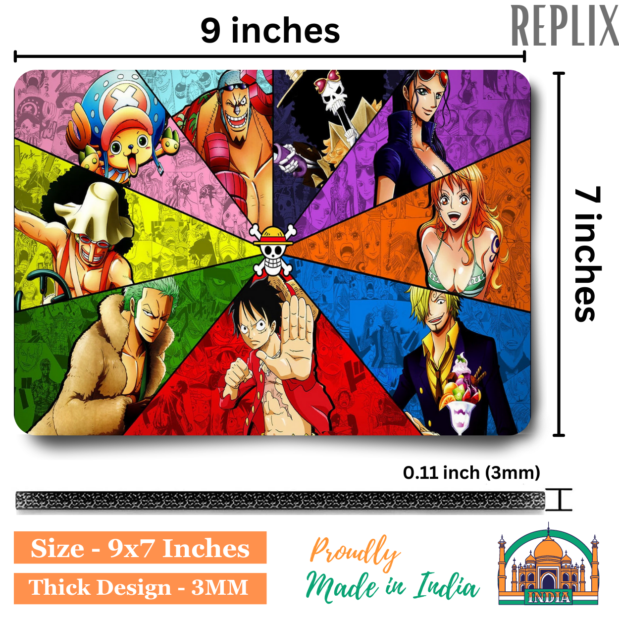Replix Anime Mouse Pad (9 inch x 7 inch) - Luffy Printed Mousepad