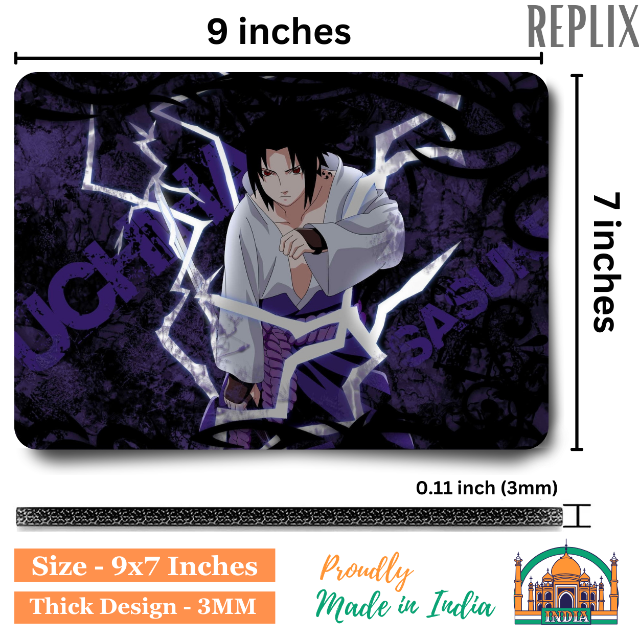 Replix Anime Mouse Pad (9 inch x 7 inch) - Sasuke 1 Printed Mousepad Mousepad