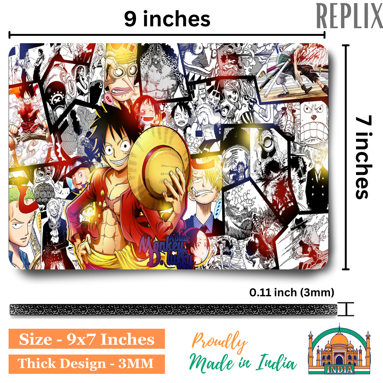 Replix Anime Mouse Pad (9 inch x 7 inch) - Luffy 1 Printed Mousepad