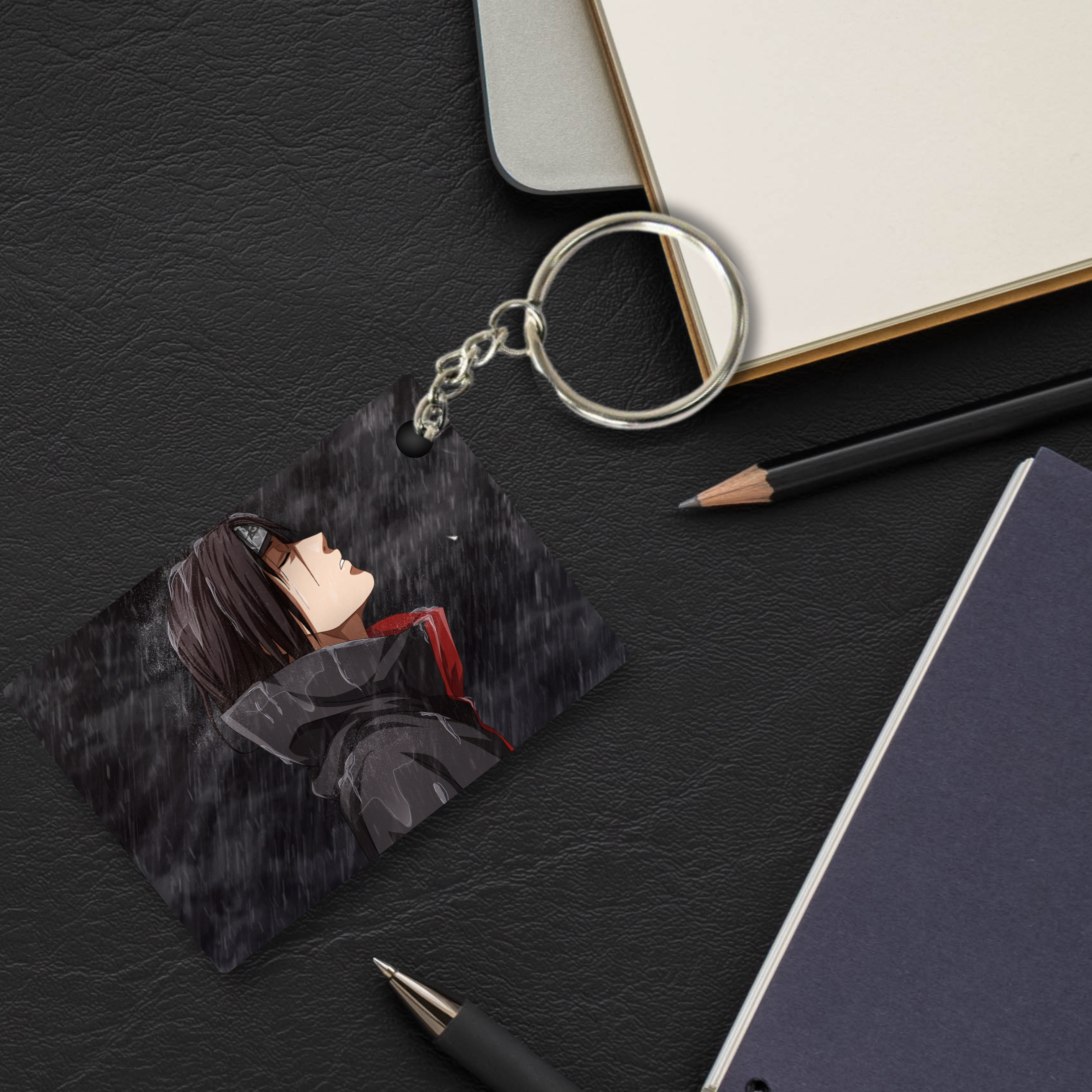 Replix Premium (Pack Of 4) Anime Printed Keychain For Bike, Scooty, Car, Acrylic Keyholder (Itachi Uchiha 2)