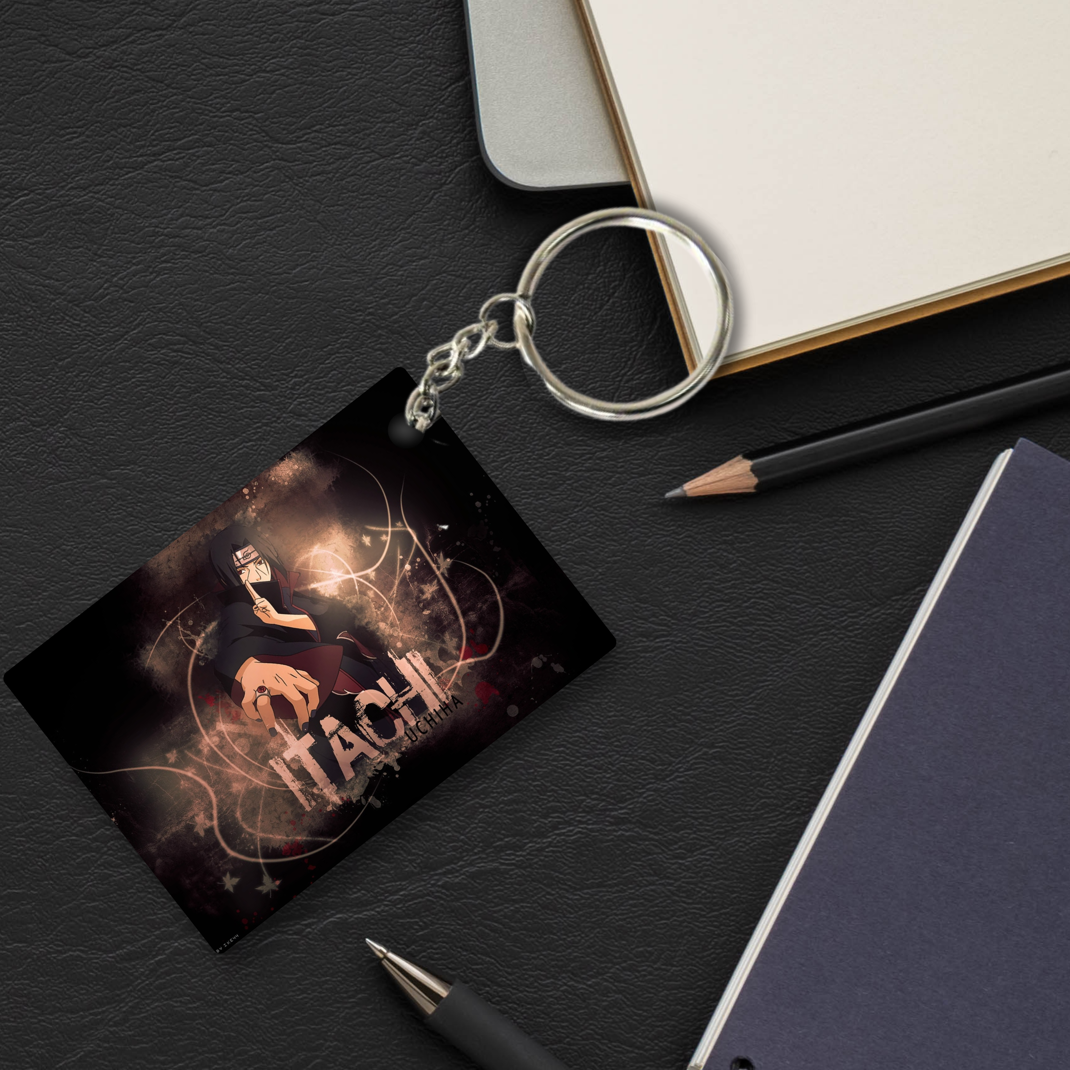 Replix Premium (Pack Of 4) Anime Printed Keychain For Bike, Scooty, Car, Acrylic Keyholder (Itachi Uchiha 2)