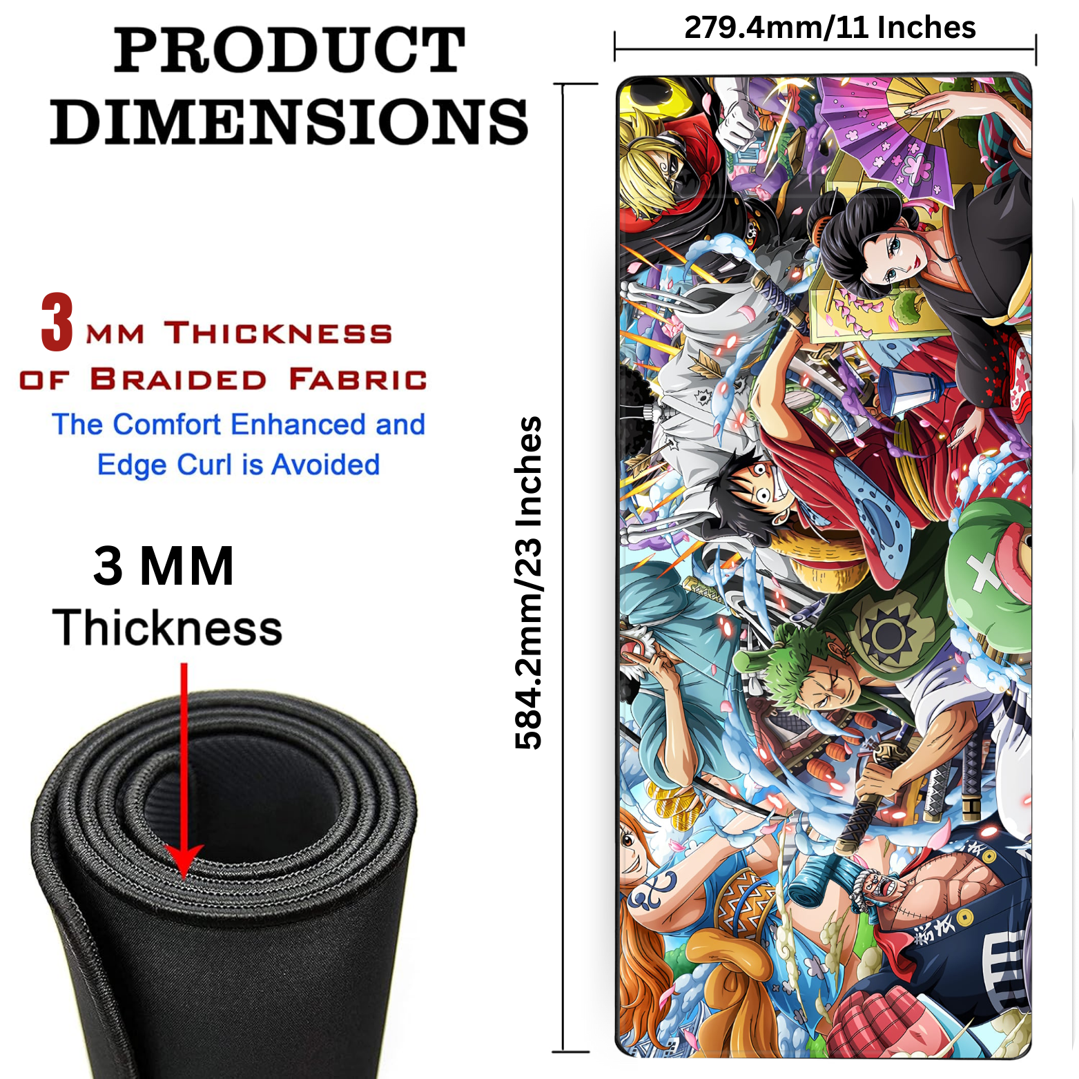 Replix Large One Piece Anime Printed Mousepad with Smooth Mouse Control Mouse Pad for Laptop Mousepad