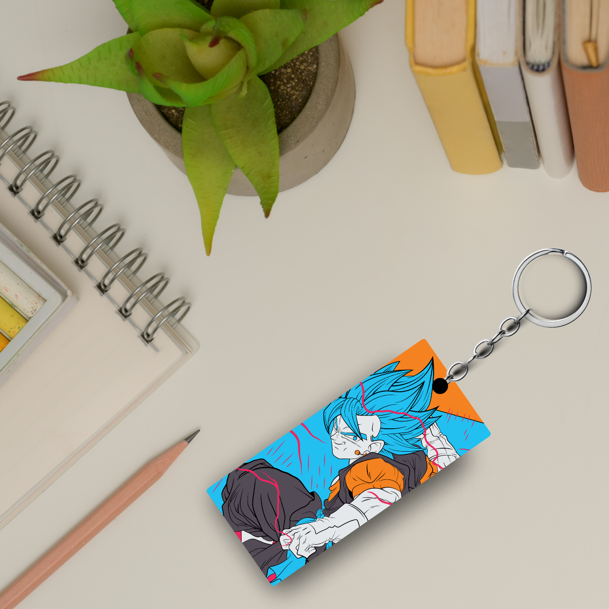 Replix Premium (Pack Of 4) Anime Printed Keychain For Bike, Scooty, Car, Acrylic Keyholder (Goku 2 long)