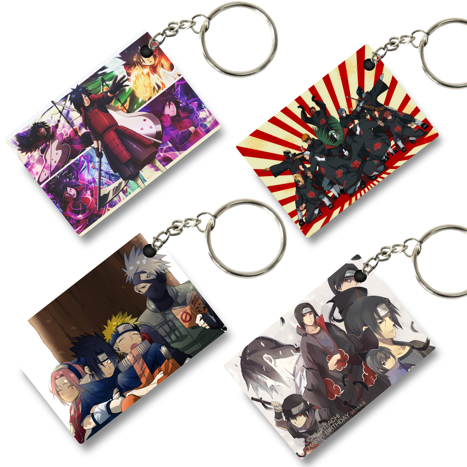 Replix Premium (Pack Of 4) Anime Printed Keychain For Bike, Scooty, Car, Acrylic Keyholder (Naruto 1 kc)