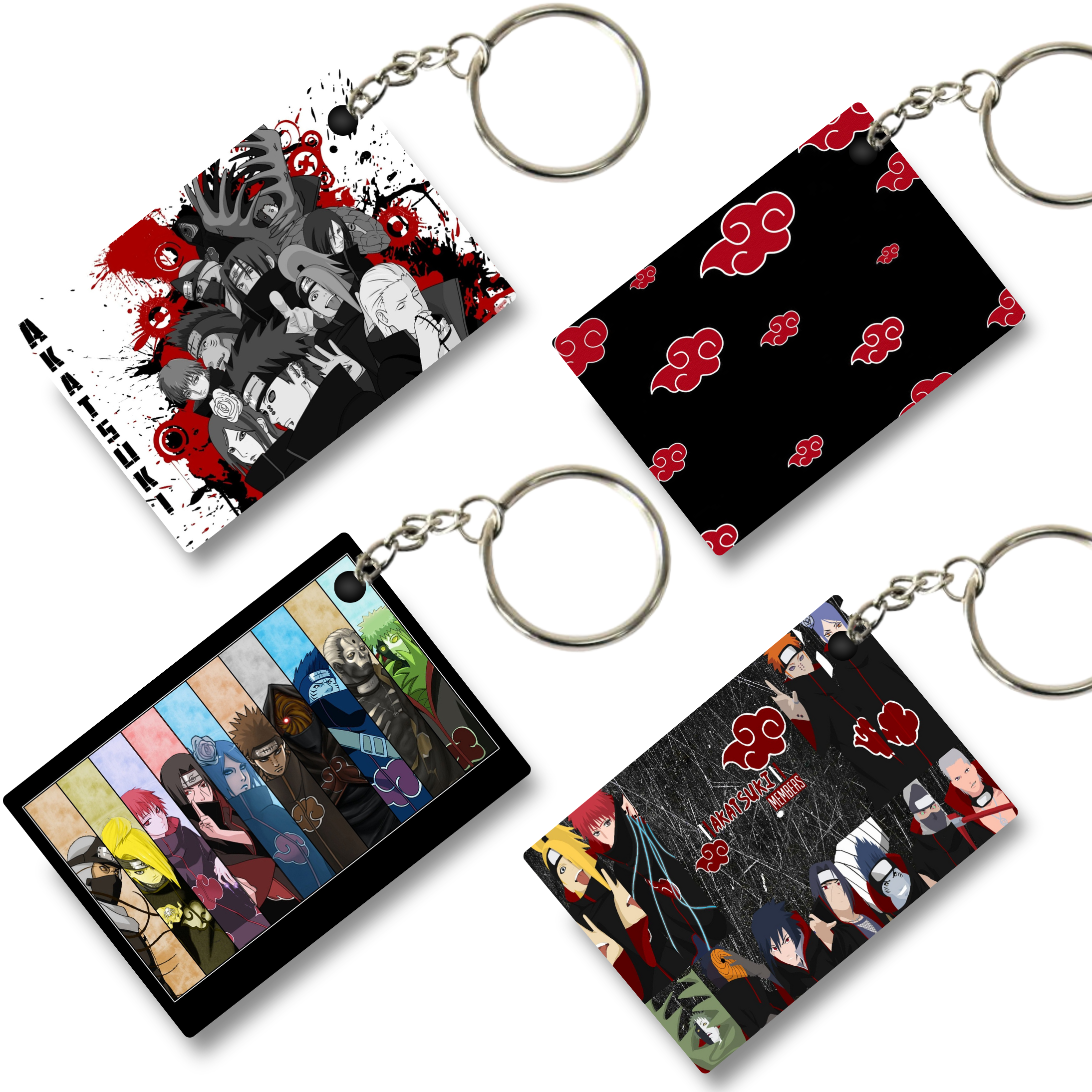 Replix Premium (Pack Of 4) Anime Printed Keychain For Bike, Scooty, Car, Acrylic Keyholder (Akatsuki)