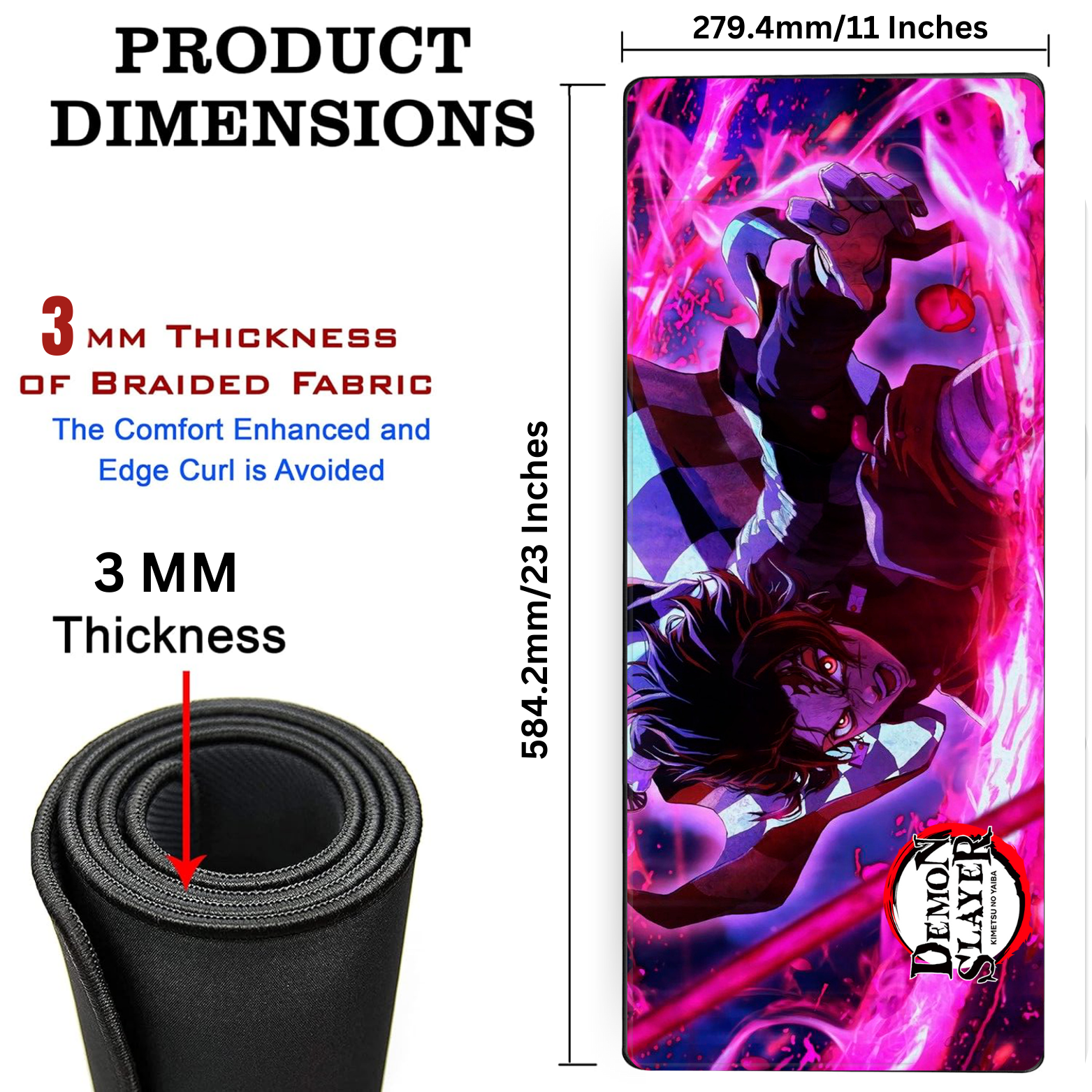 Replix Large Tanjiro Anime Printed Mousepad with Smooth Mouse Control Mouse Pad for Laptop Mousepad