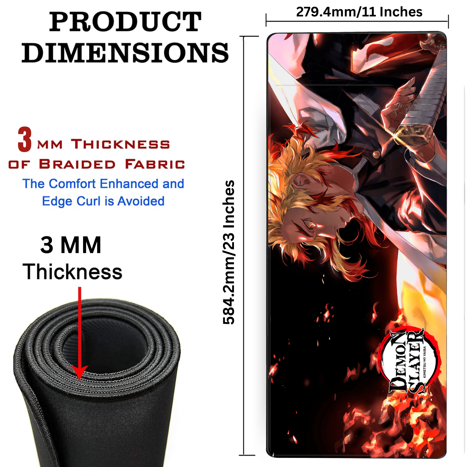 Replix Large Rengoku Anime Printed Mousepad with Smooth Mouse Control Mouse Pad for Laptop Mousepad