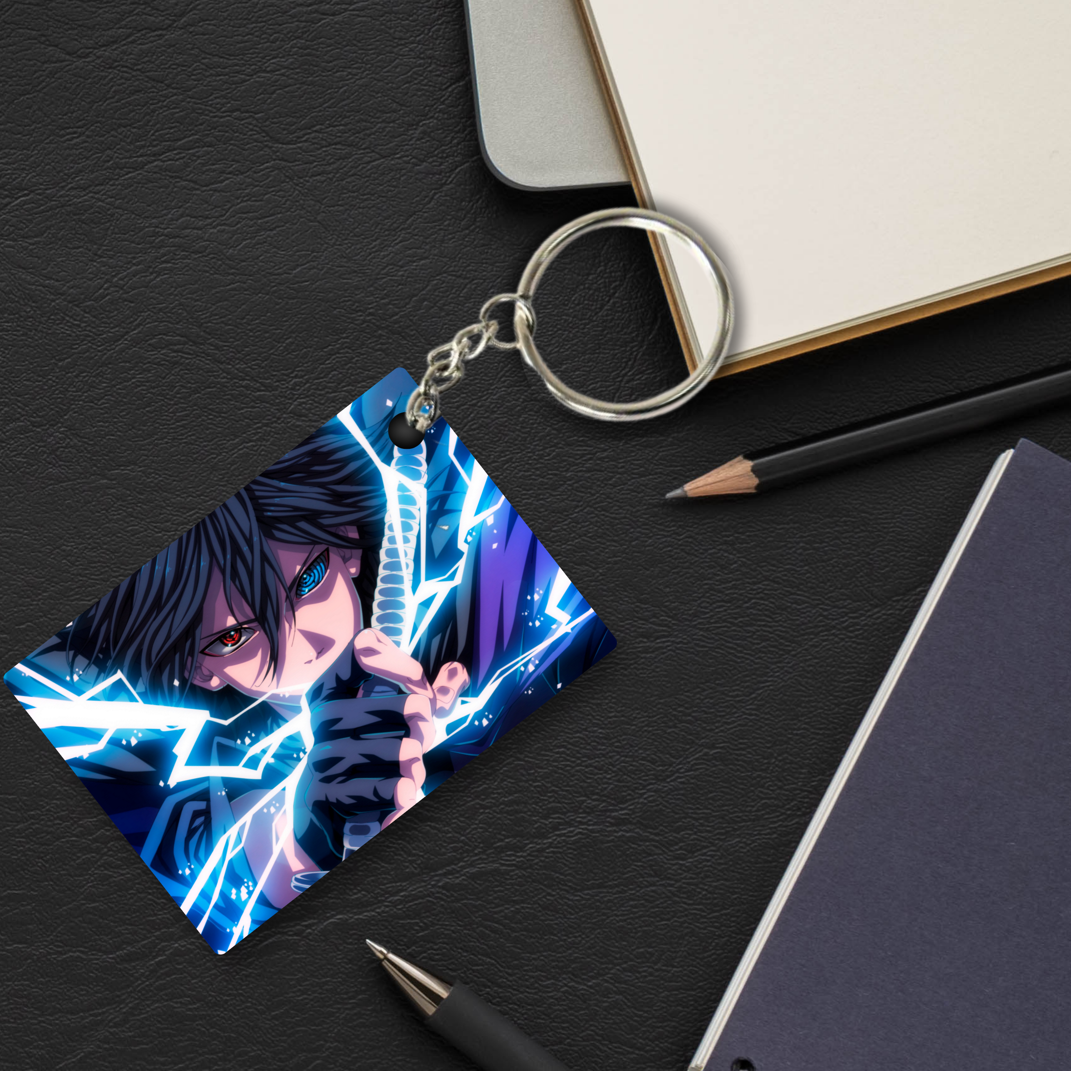 Replix Premium (Pack Of 4) Anime Printed Keychain For Bike, Scooty, Car, Acrylic Keyholder (Sasuke 2)